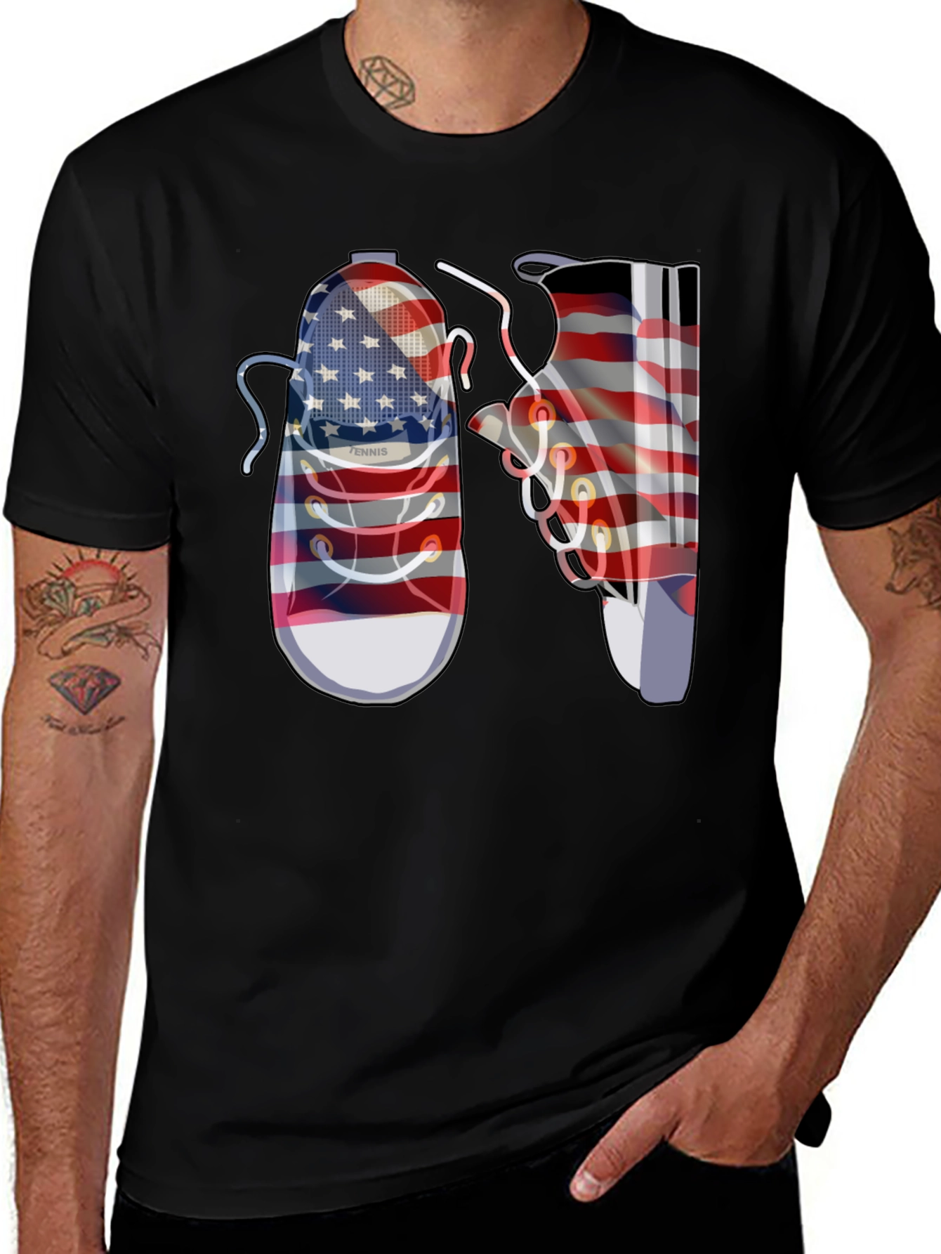 Variant 14 of American Flag Sneaker Graphic T-Shirt