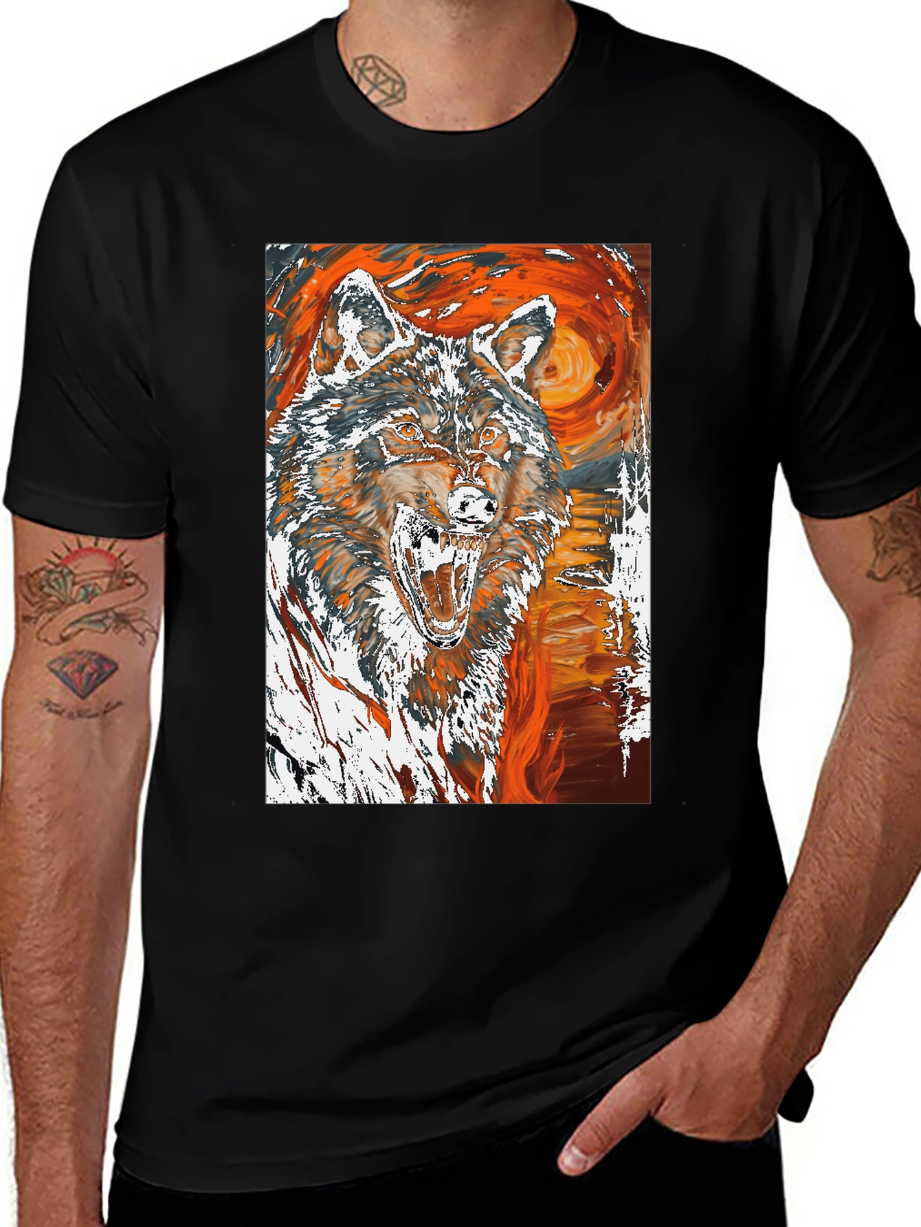 Variant 22 of Wolf Graphic Tee - Artistic Print