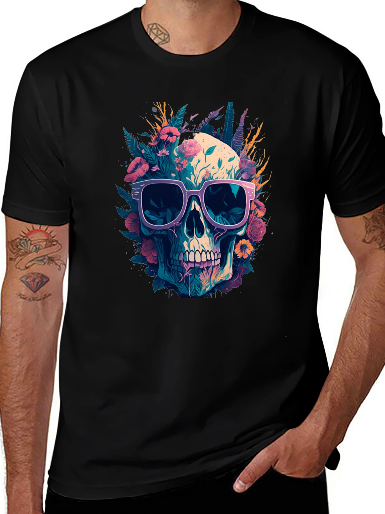 Variant 5 of Skull With Sunglasses Graphic Tee