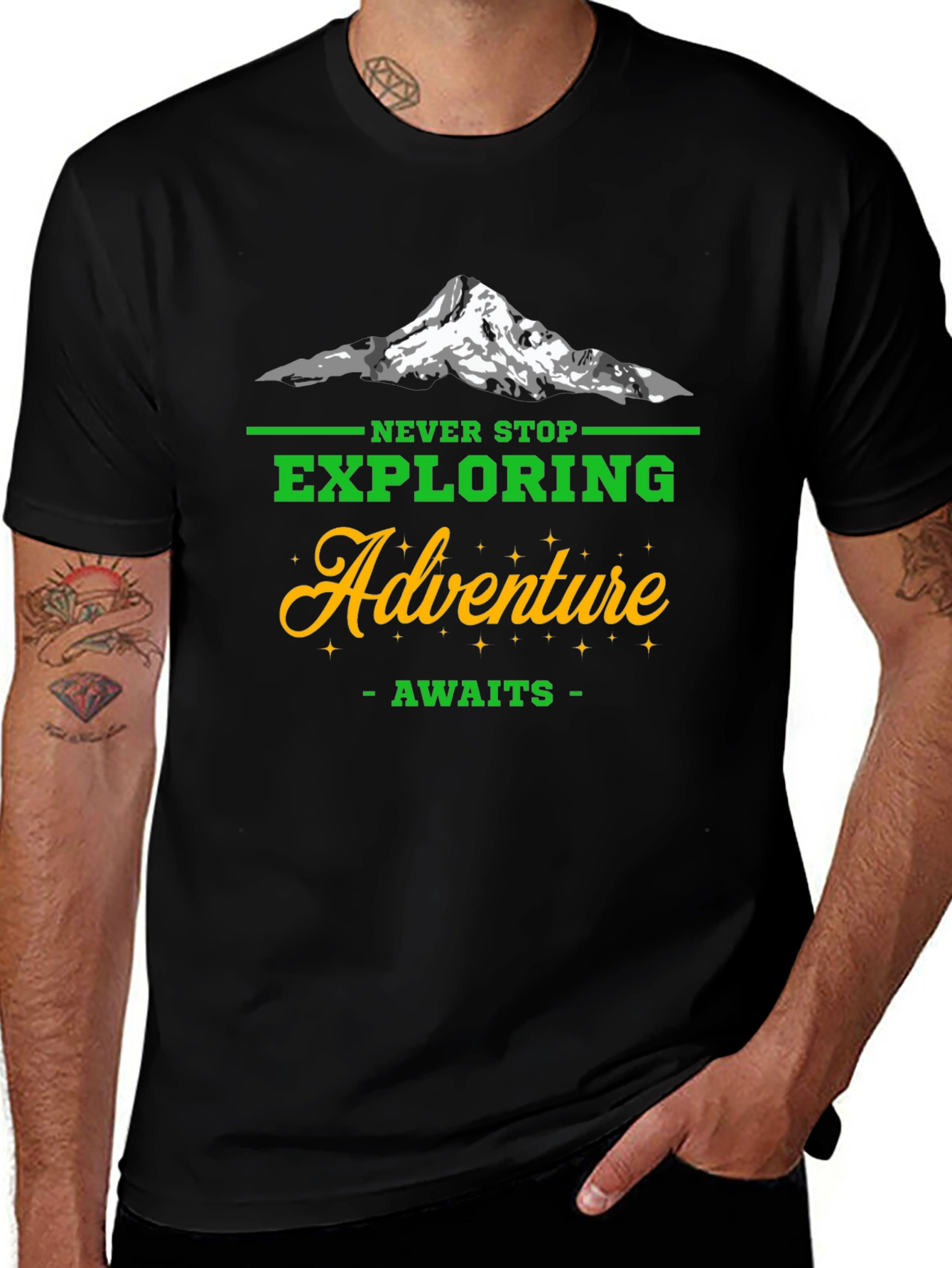 Variant 8 of Adventure Awaits Men's Black T-Shirt