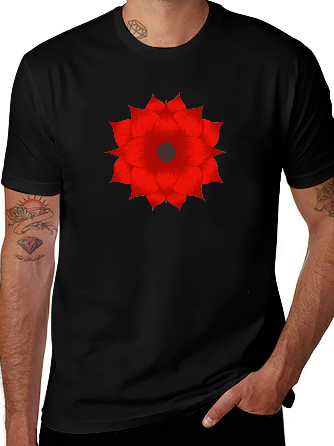 Variant 5 of Floral Mandala Graphic T-Shirt - Premium Black Cotton Tee