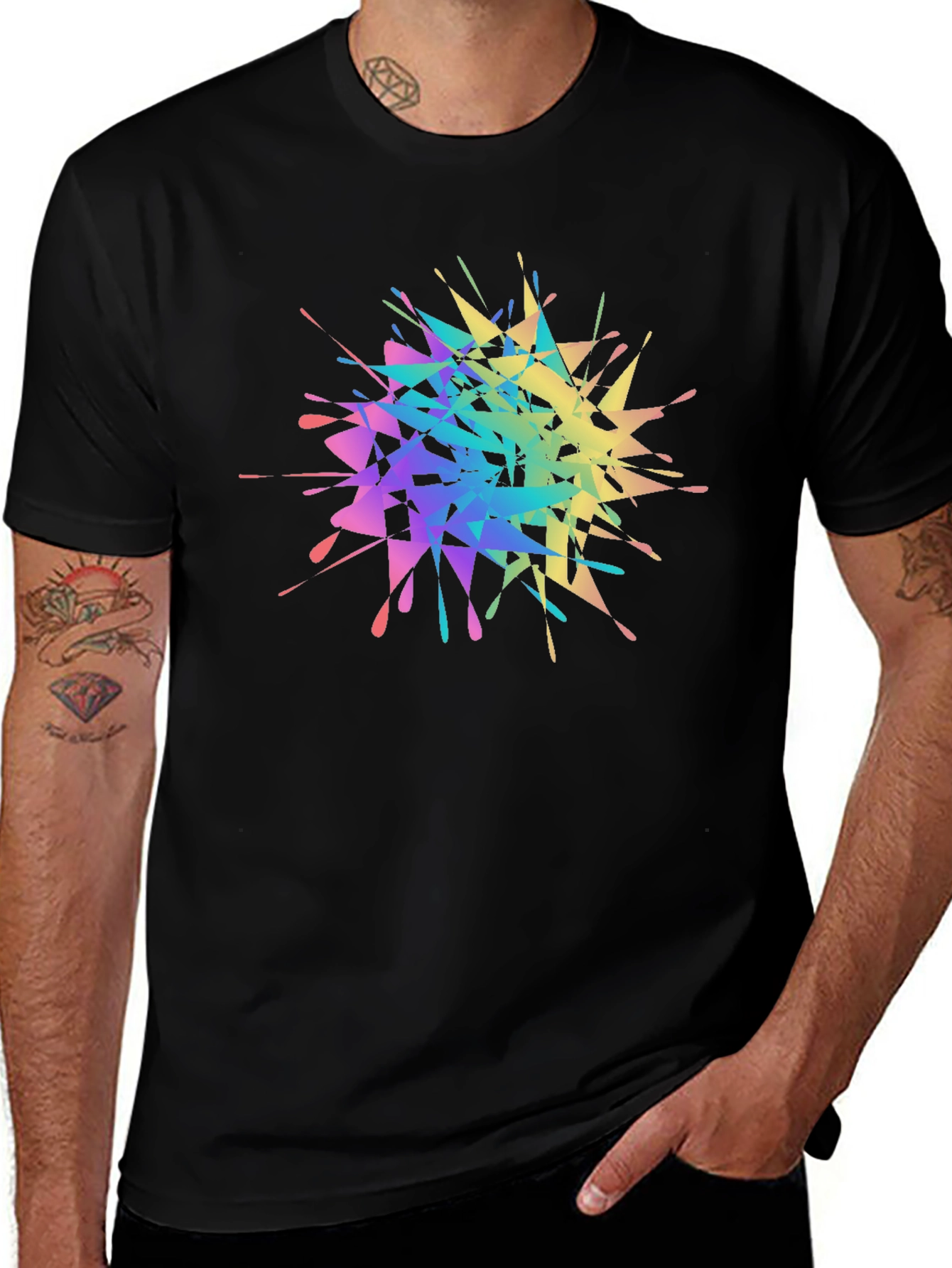 Variant 18 of Rainbow Splatter Graphic Tee - Unique Design