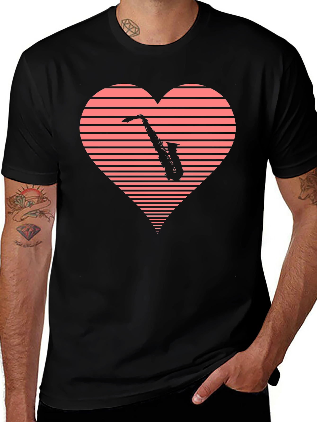 Variant 18 of Saxophone Heartbeat Graphic Tee