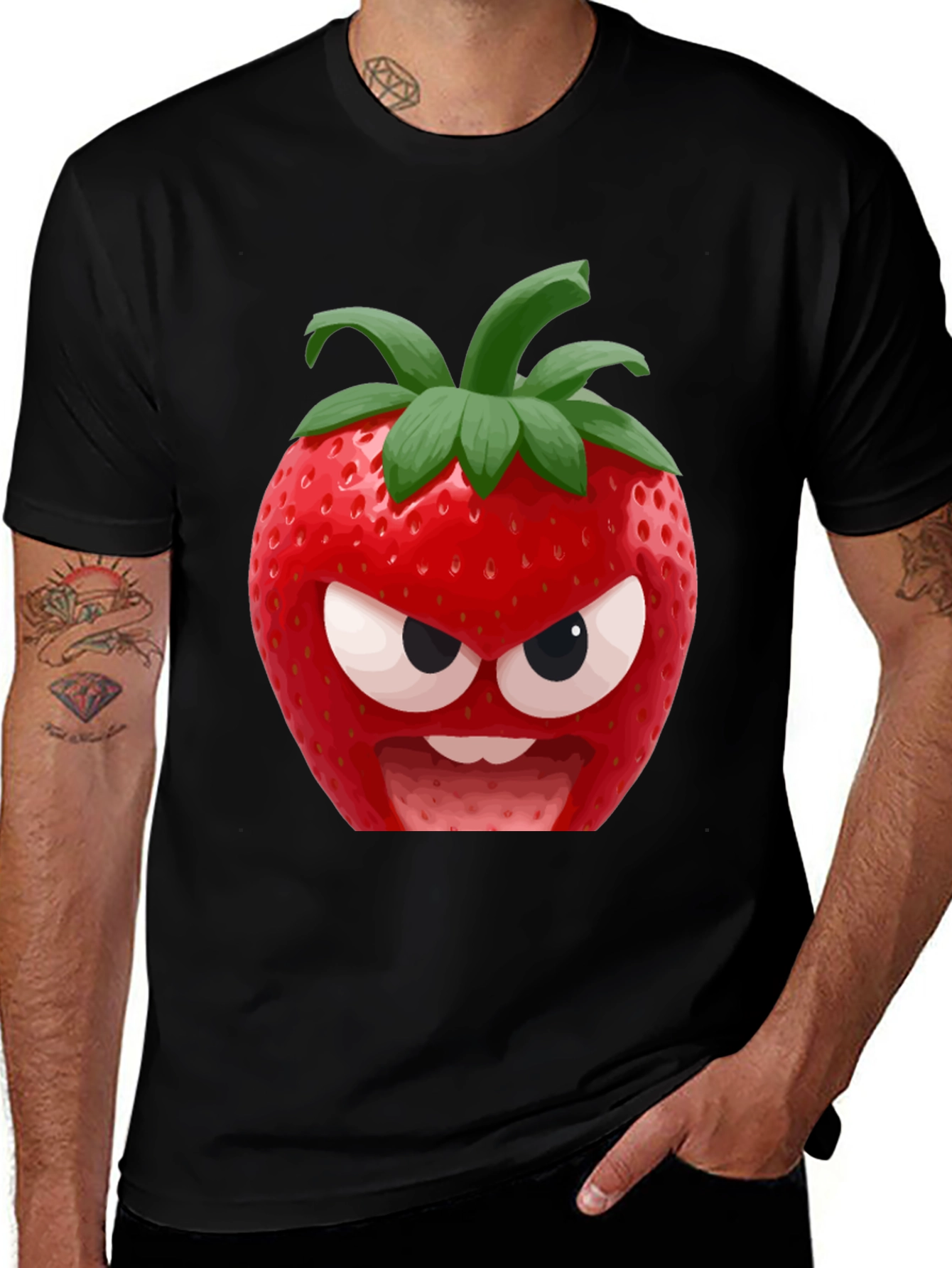 Variant 27 of Angry Strawberry Graphic T-Shirt - Funny Fruit Tee