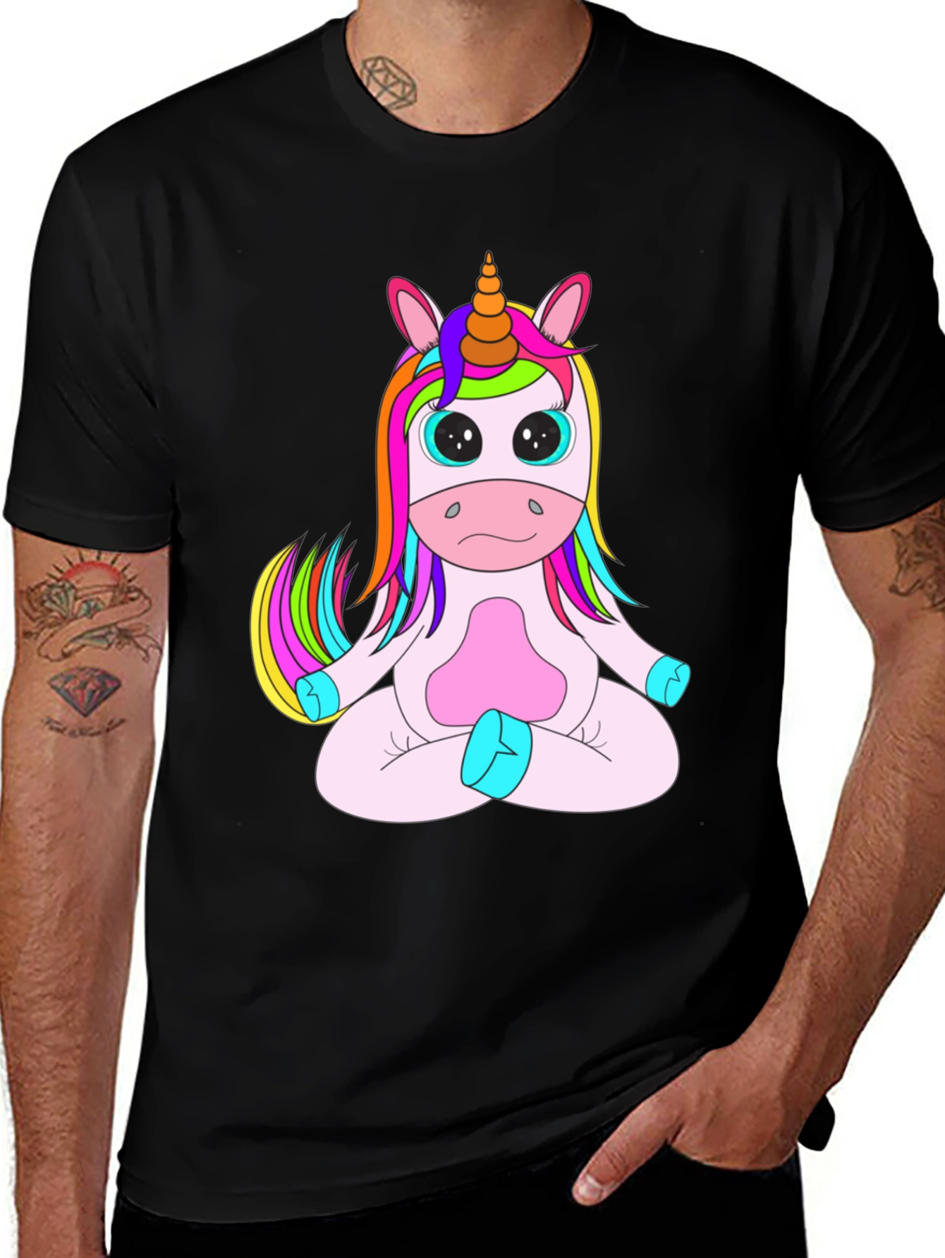Variant 7 of Unicorn Meditation Black T-Shirt