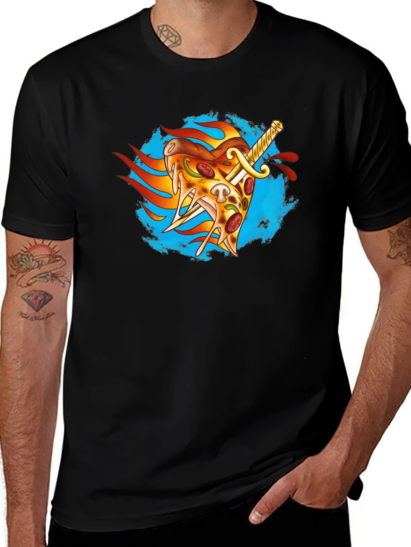 Variant 17 of Pizza Sword T-Shirt - Foodie Apparel