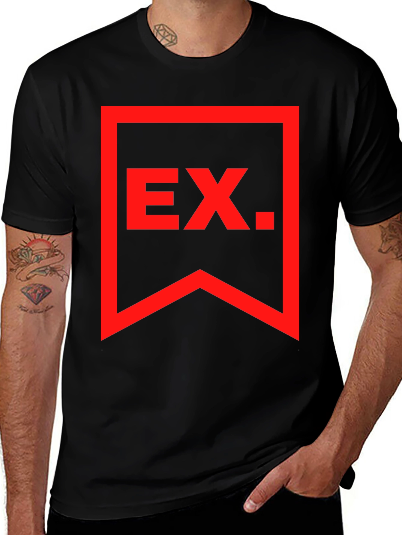 Variant 19 of Edgy EX Graphic Tee - Black Short Sleeve Cotton T-Shirt