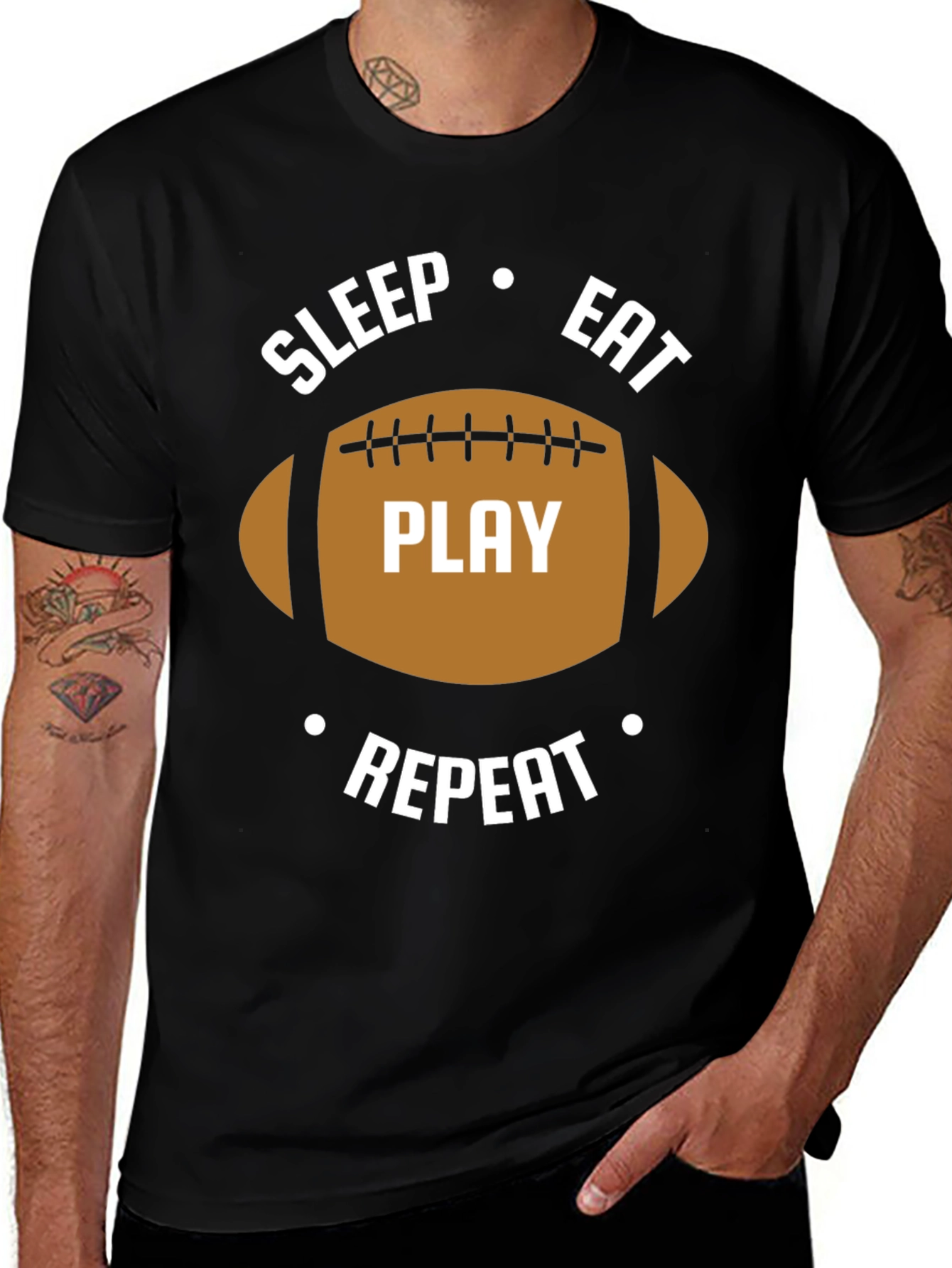 Variant 2 of Sleep Eat Play Repeat Football Graphic T-Shirt