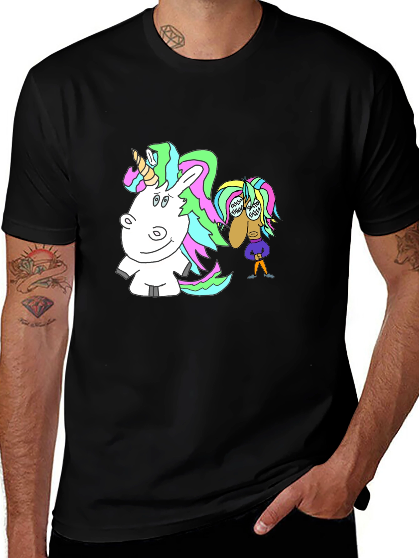 Variant 13 of Unicorn Graphic Print Black Tee