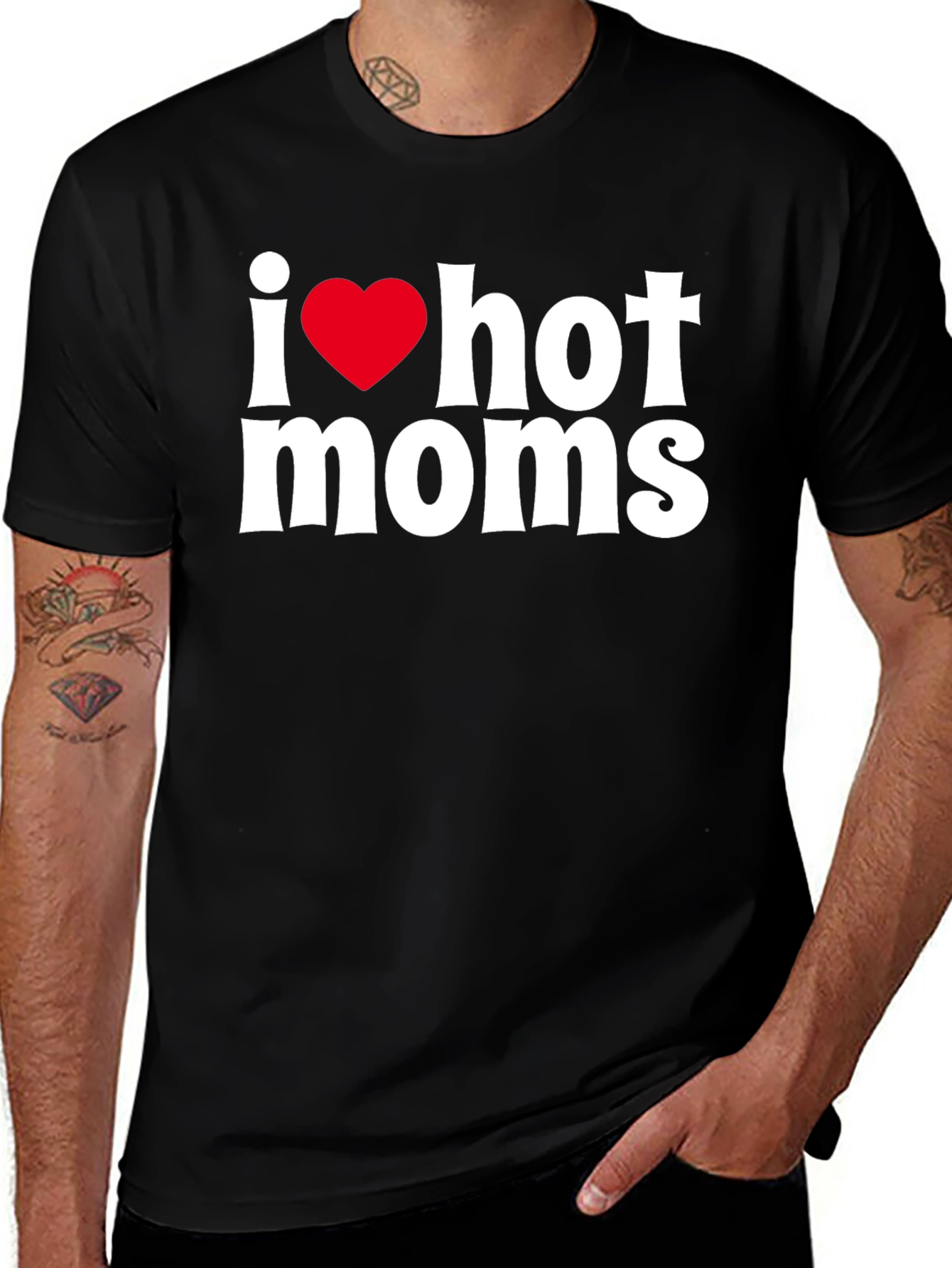 Variant 12 of I Heart Hot Moms Black T-Shirt