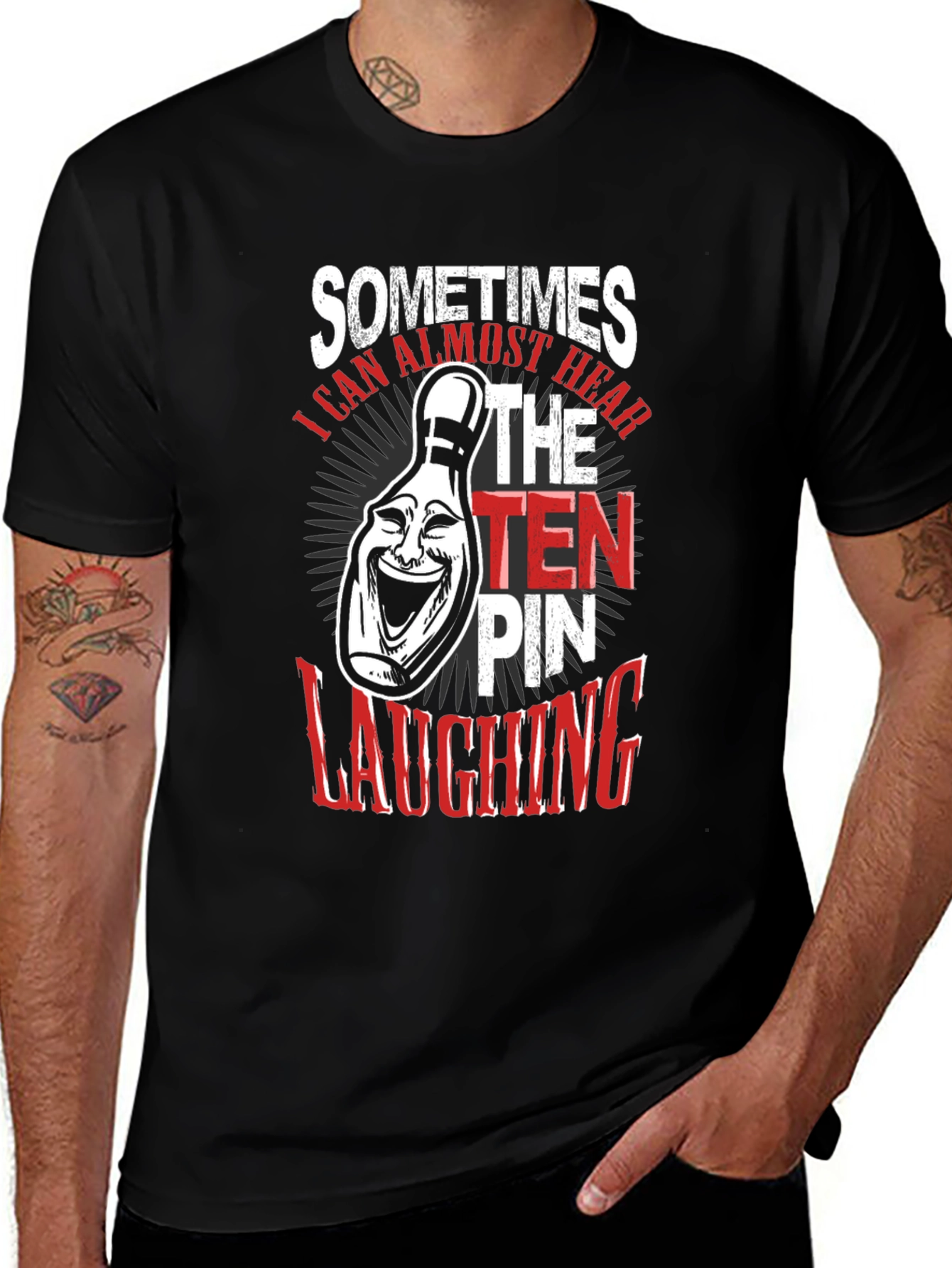Variant 5 of Funny Bowling T-Shirt - Ten Pin Laughing