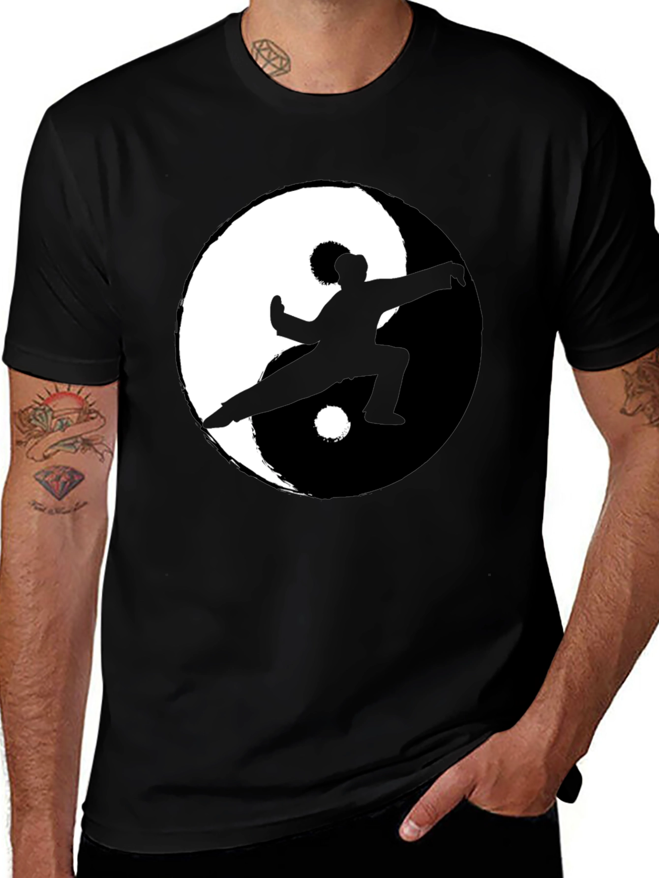 Variant 21 of Yin Yang Martial Arts Graphic T-Shirt - Black