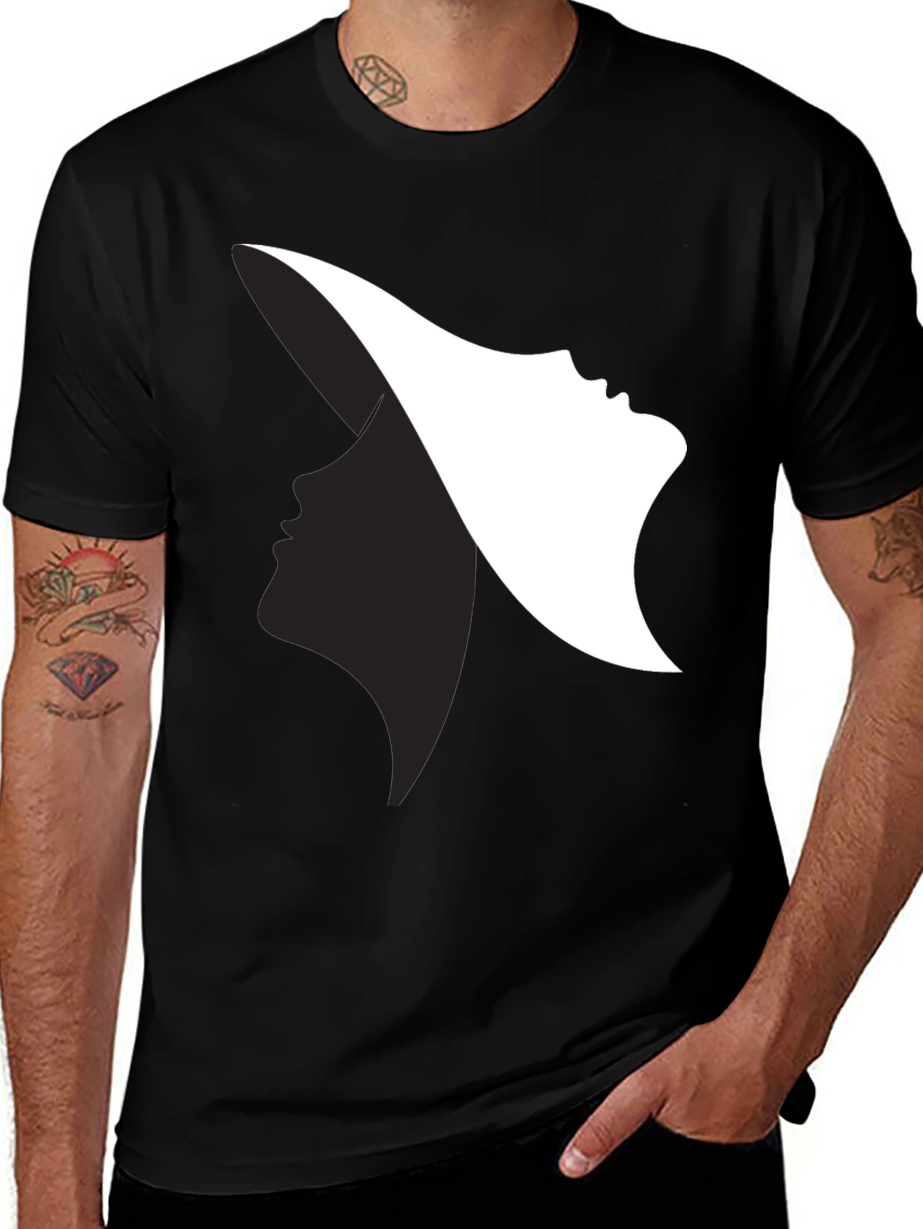 Variant 19 of Silhouette Profile Graphic T-Shirt - Classic Black Tee