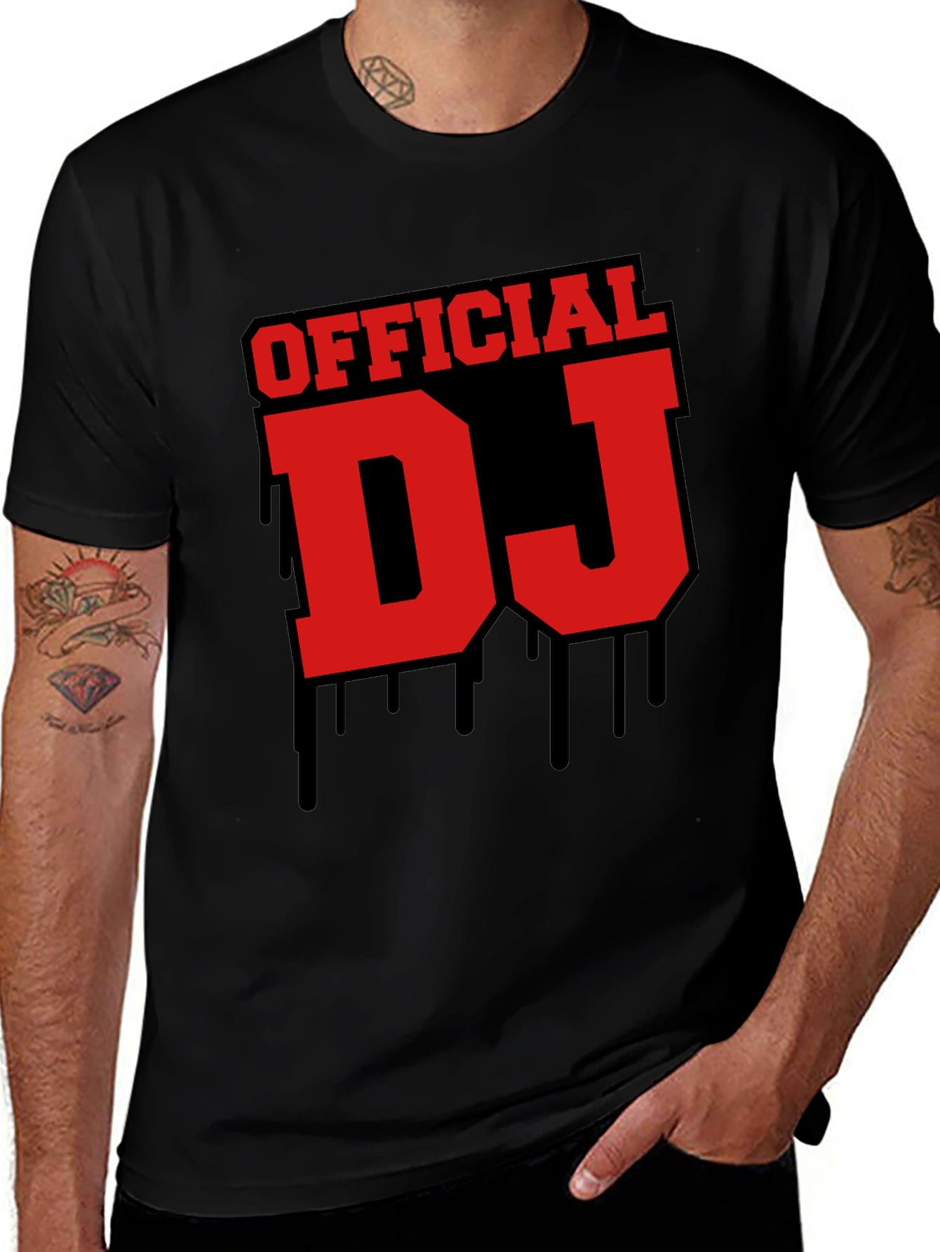 Official DJ Graphic Tee - Black Crew Neck T-Shirt