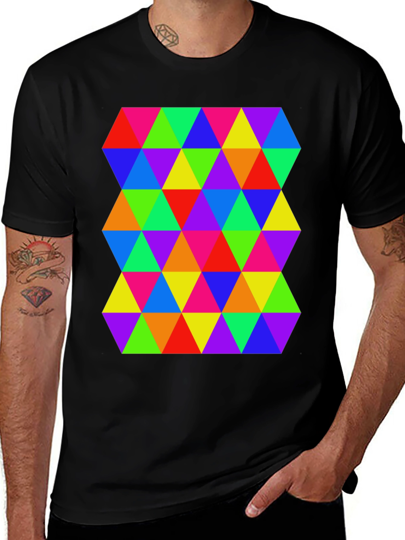 Variant 7 of Rainbow Geometric Pattern T-Shirt