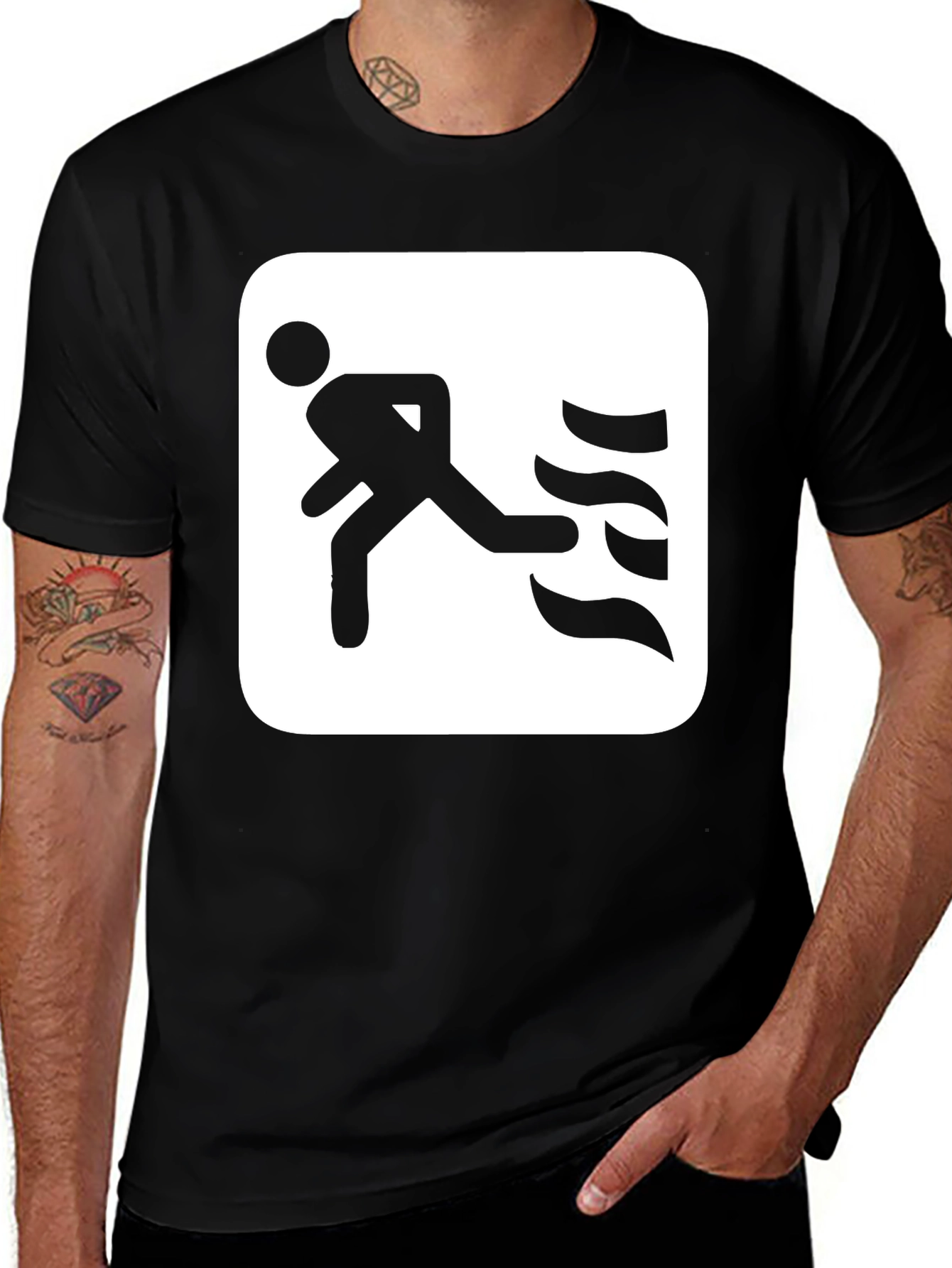 Variant 27 of Funny Running Man Fart T-Shirt - Black, Cotton