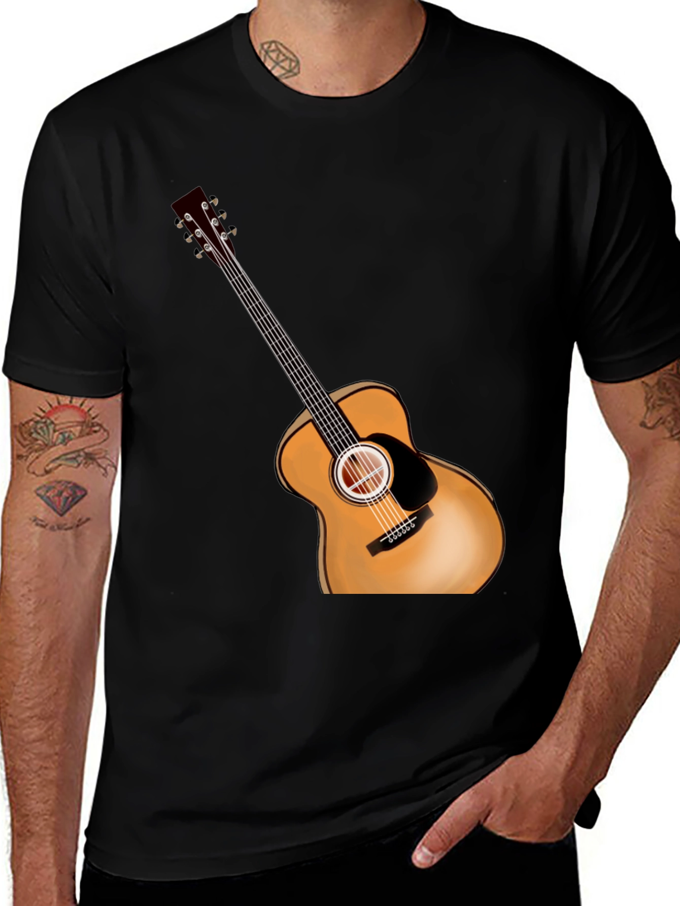 Variant 29 of Acoustic Guitar Graphic Tee - Music Lover Shirt