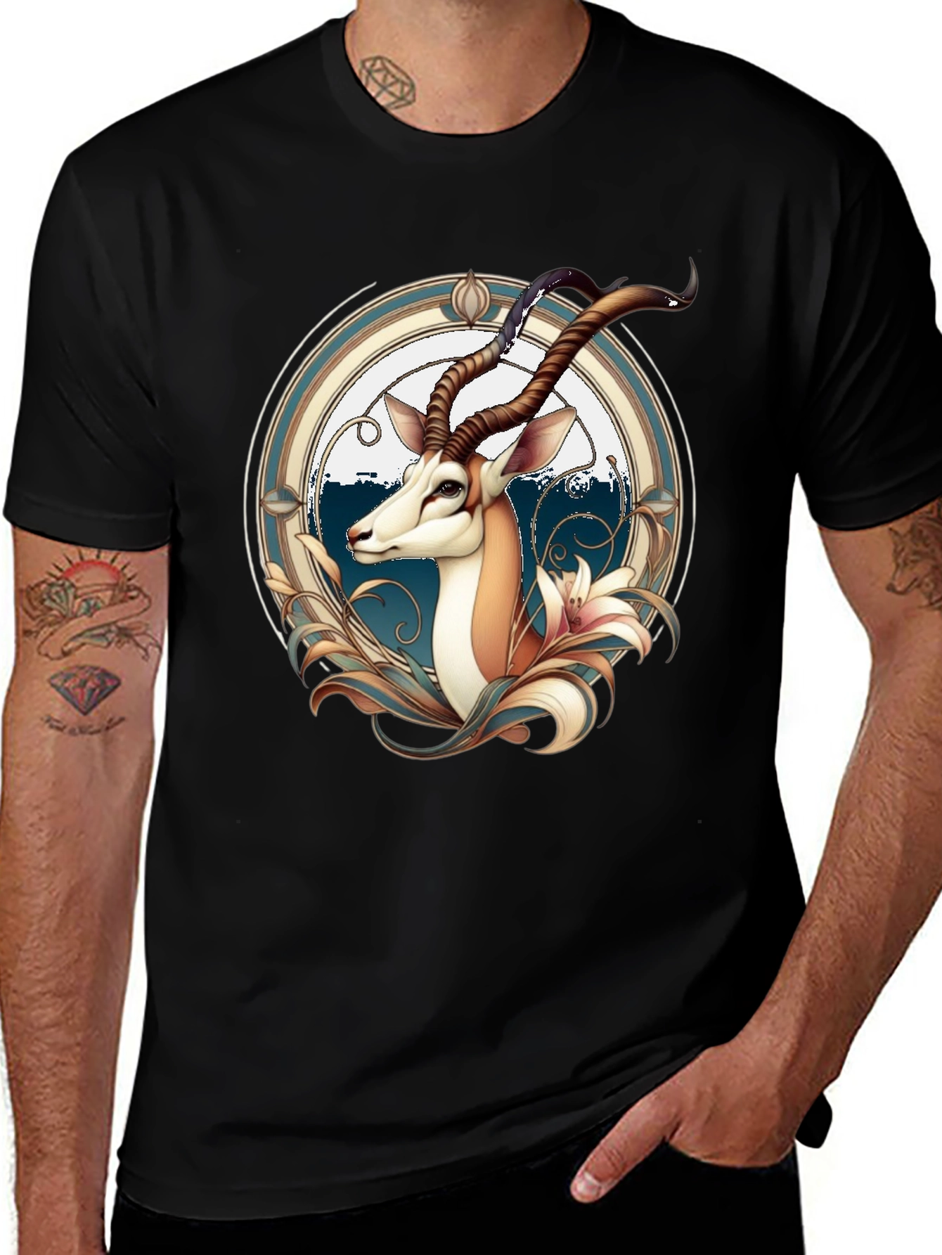 Springbok Graphic Print Black T-Shirt