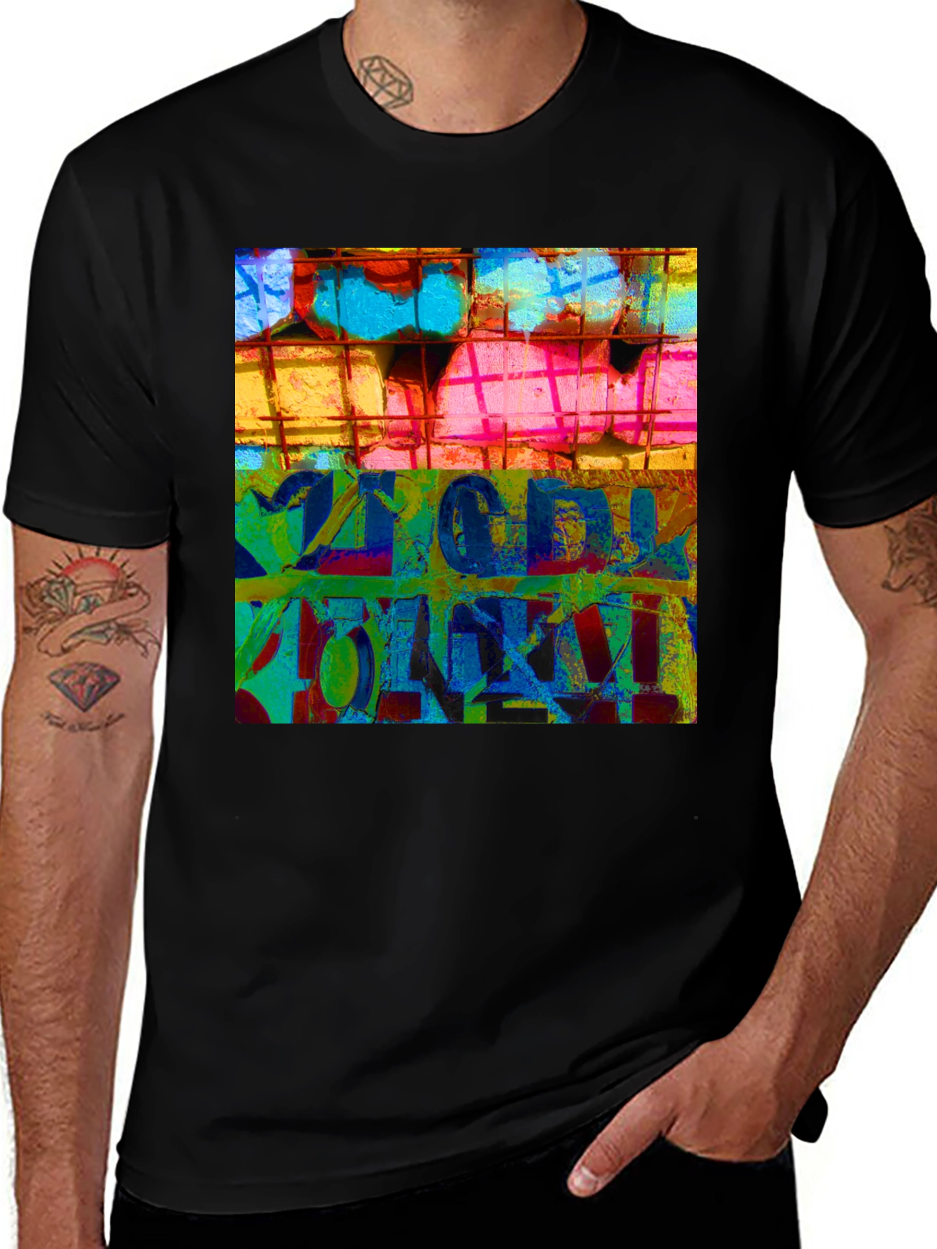 Variant 19 of Abstract Graphic Print Crew Neck T-Shirt