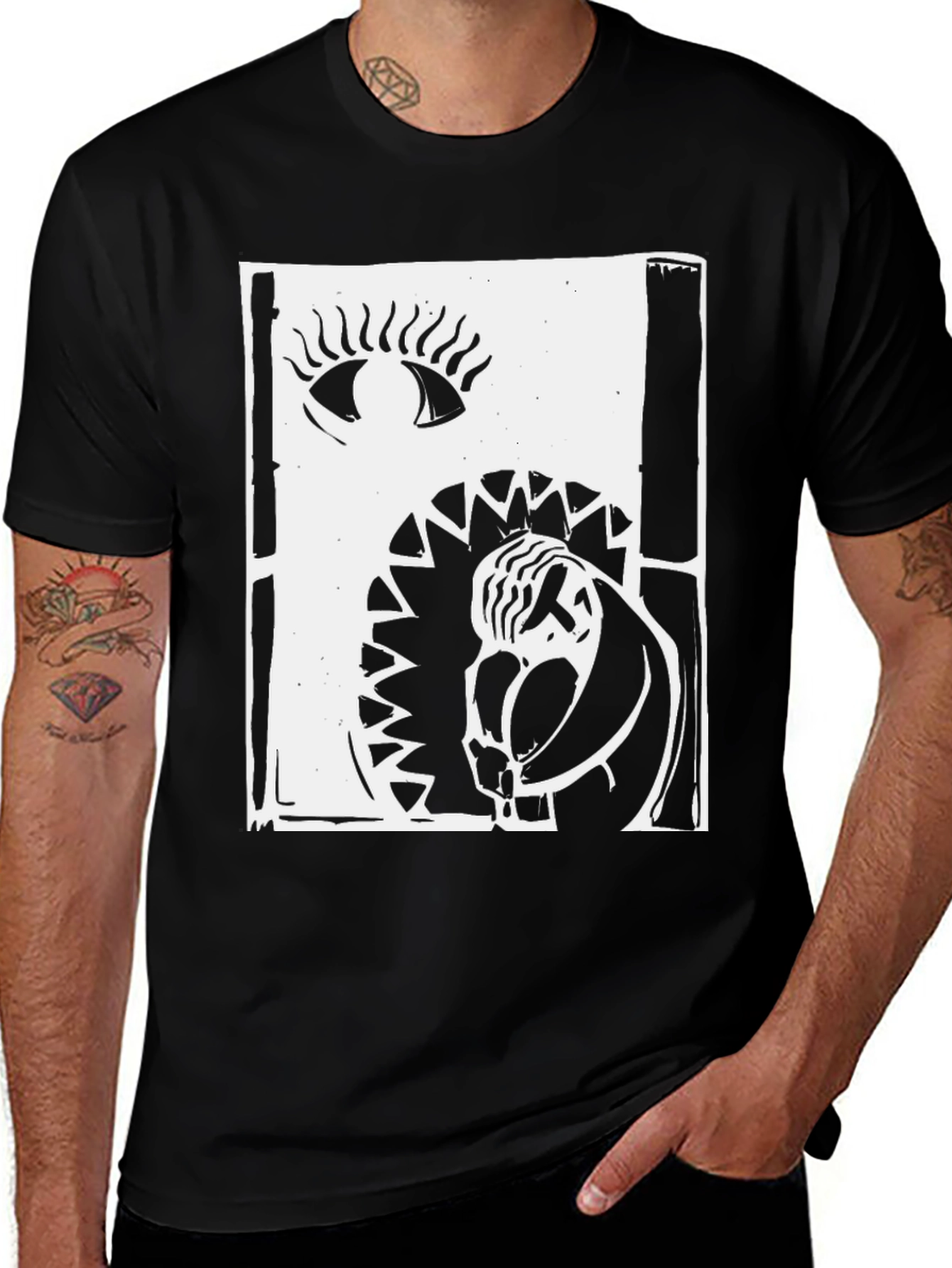 Variant 3 of Abstract Graphic Print Black T-Shirt