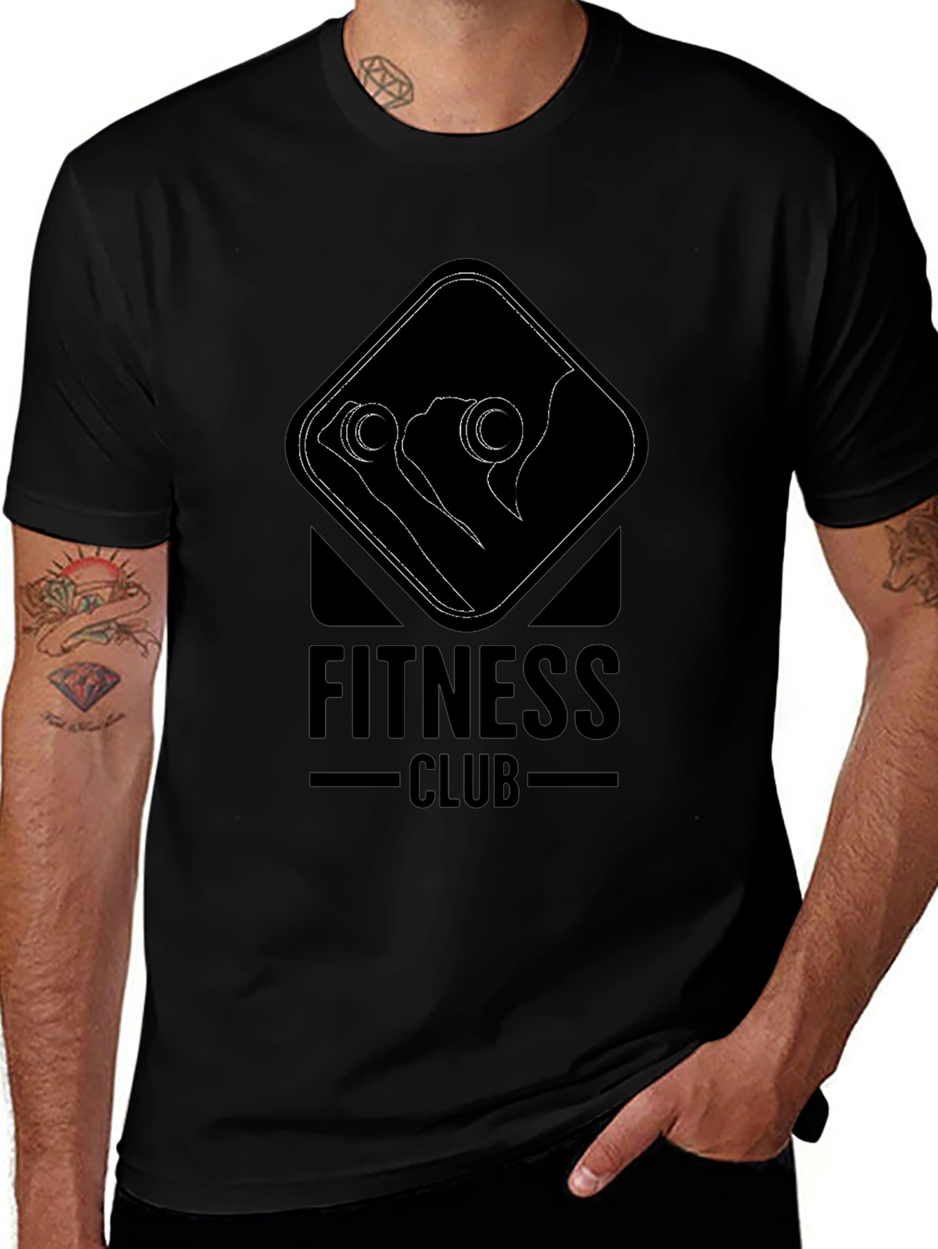 Variant 17 of Fitness Club Graphic Print Black T-Shirt