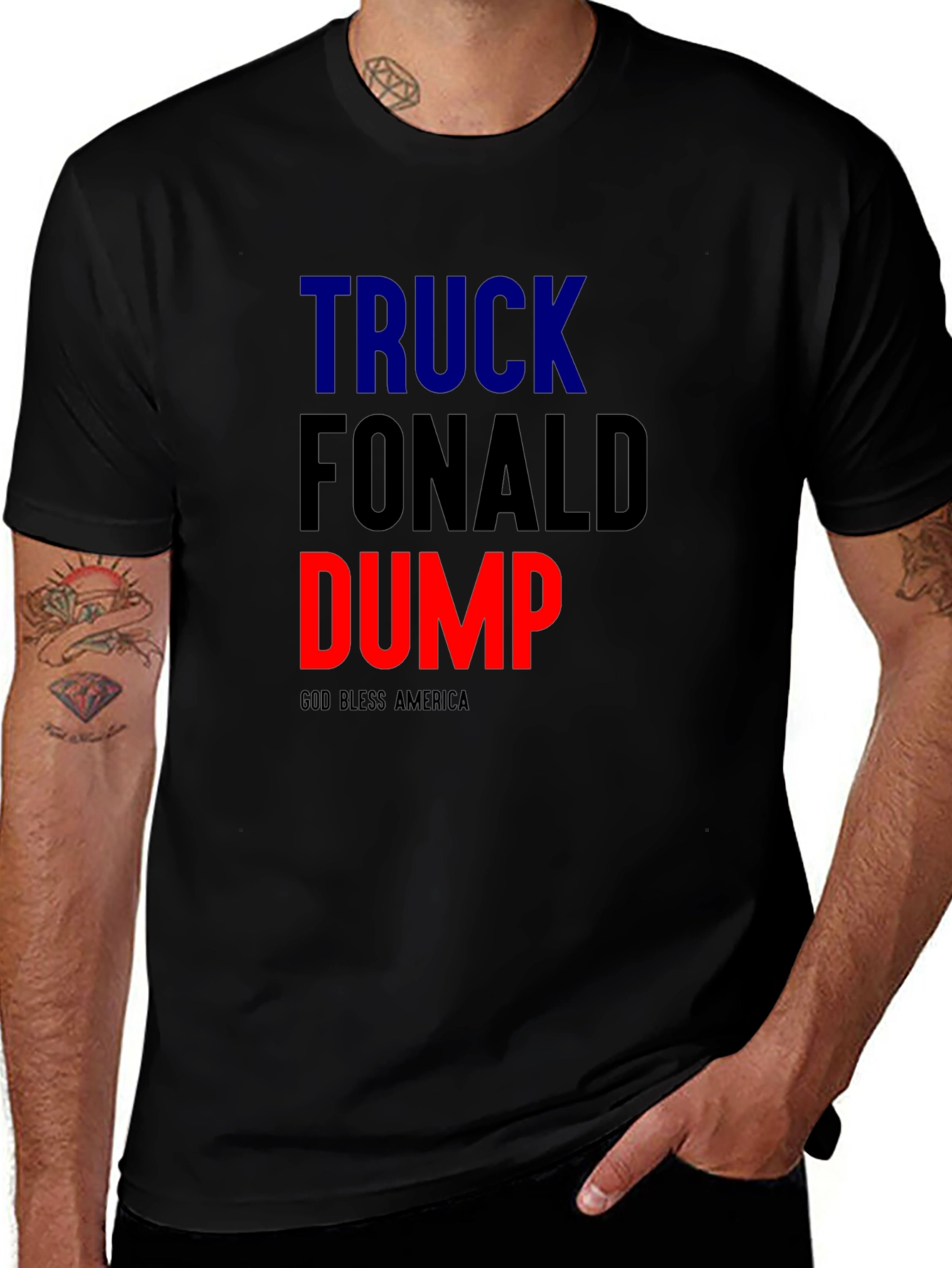 Black Truck Fonald Dump Slogan Graphic Tee main image