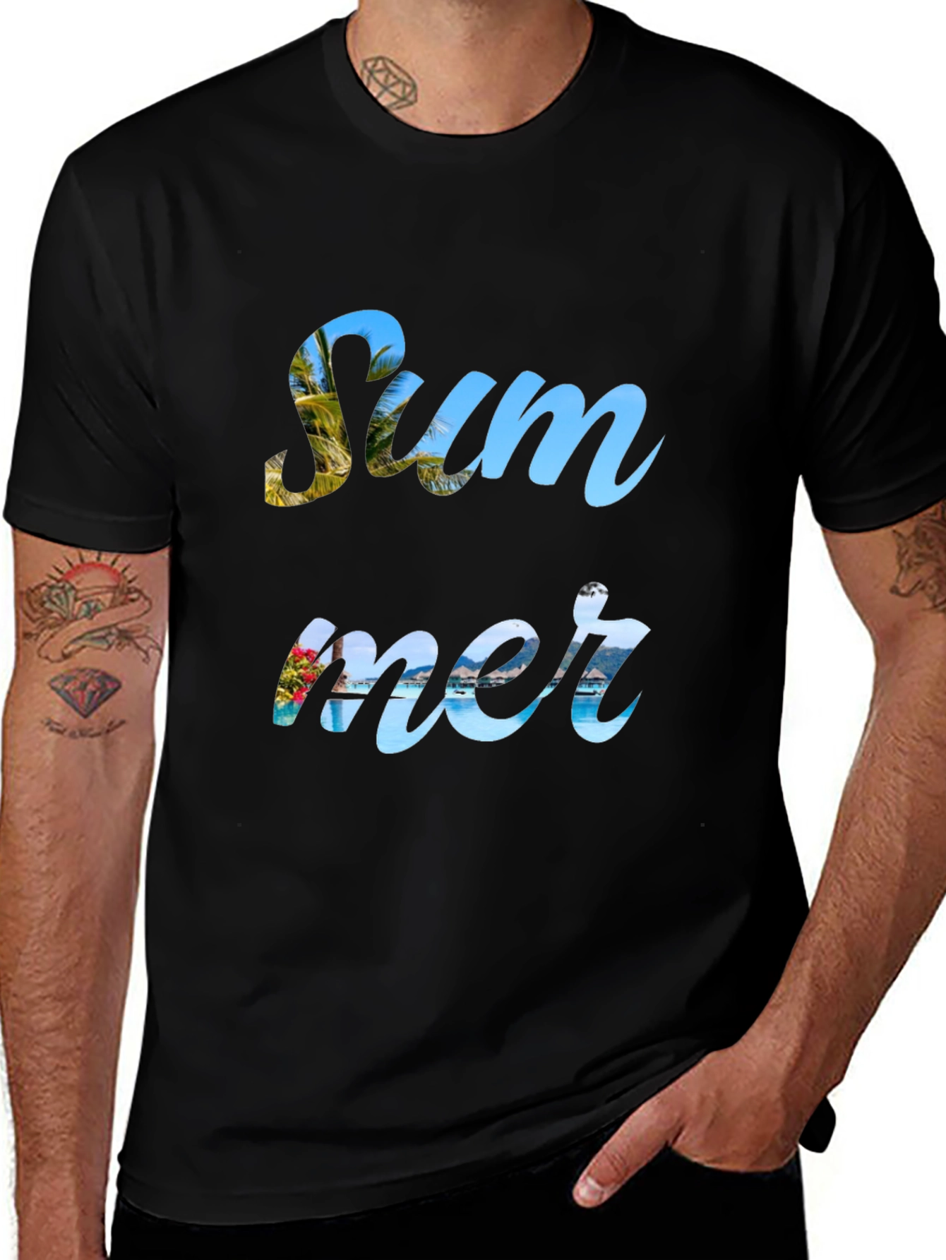 Variant 12 of Summer Graphic Print Black T-Shirt