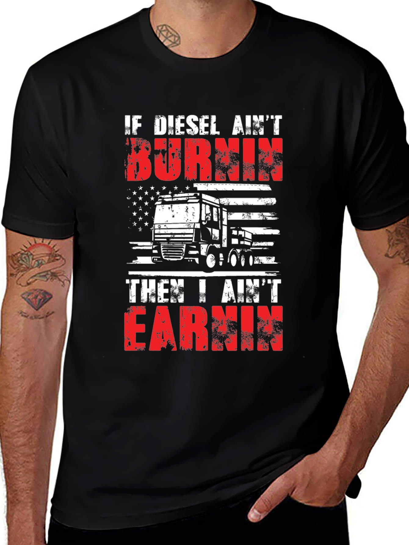 Variant 18 of Diesel Burnin' Trucker Tee