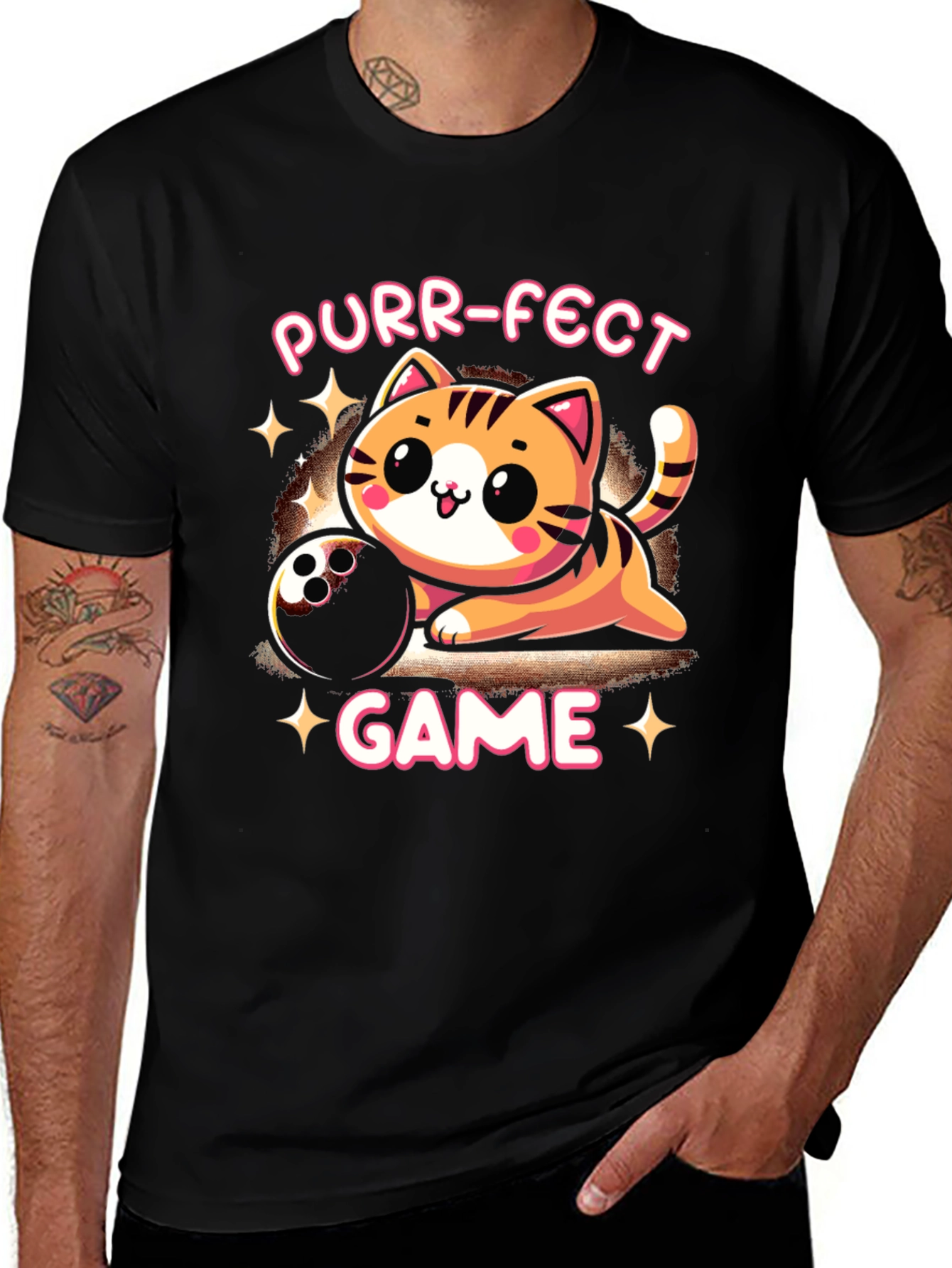 Variant 24 of Purr-fect Game T-Shirt: Bowling Cat Tee