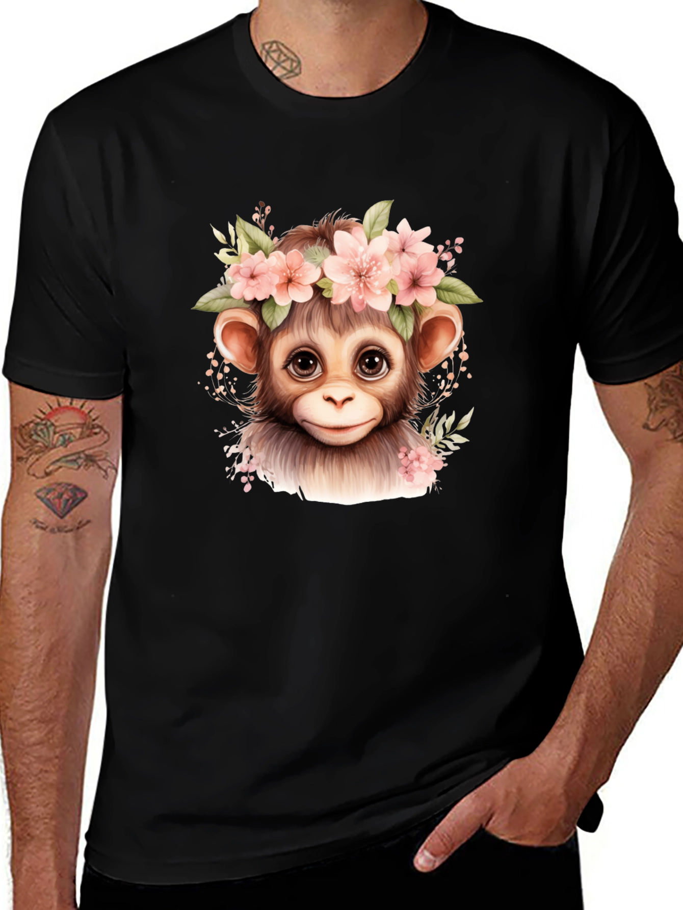 Variant 15 of Monkey Floral Crown Graphic Tee