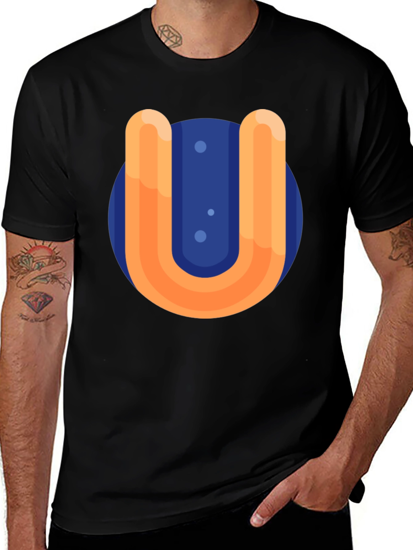 Variant 22 of Retro U Graphic Black T-Shirt