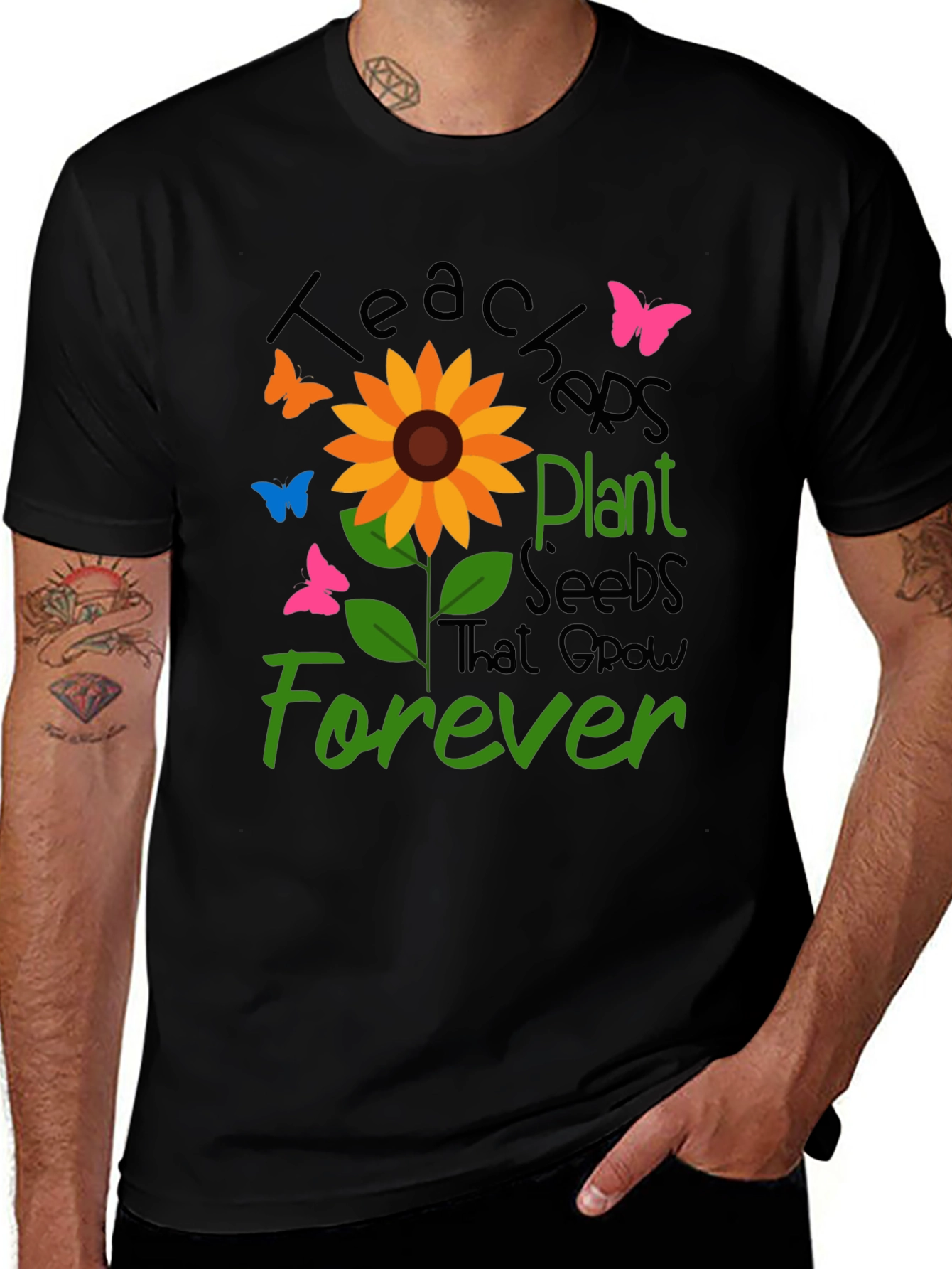 Variant 30 of Teachers Plant Seeds T-Shirt, Sunflower Design