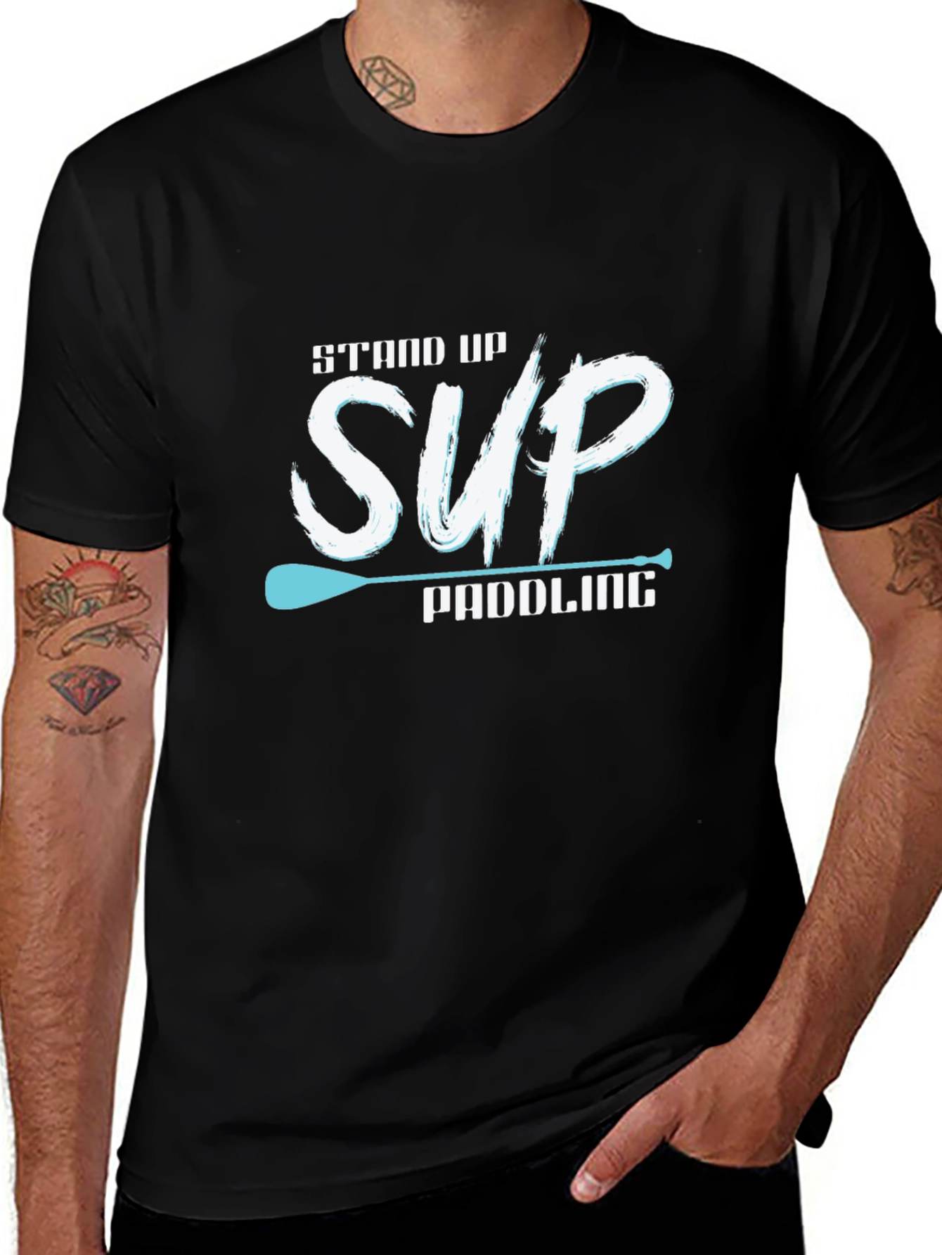 Stand Up SUP Paddling T-Shirt - Black