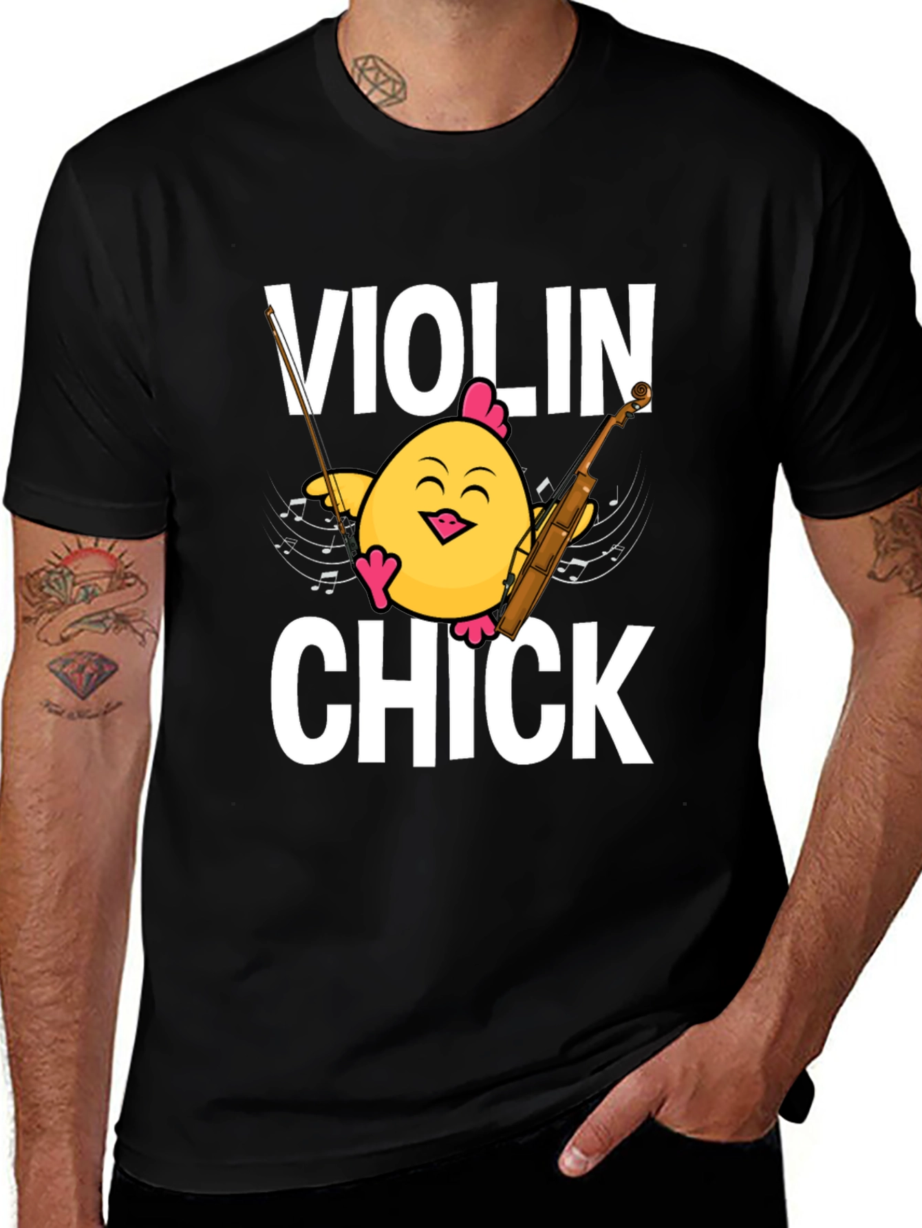 Variant 15 of Violin Chick T-Shirt - Musician Chicken Tee