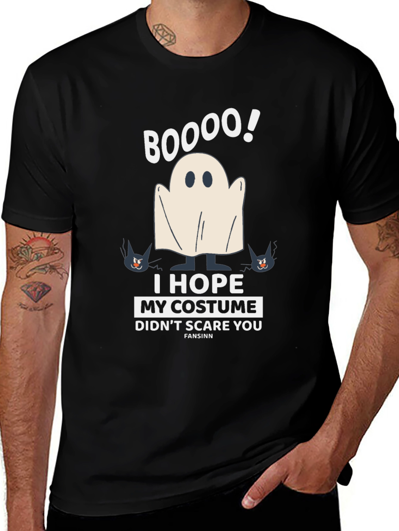 Variant 13 of Boo! Halloween Costume T-Shirt Ghost & Cats