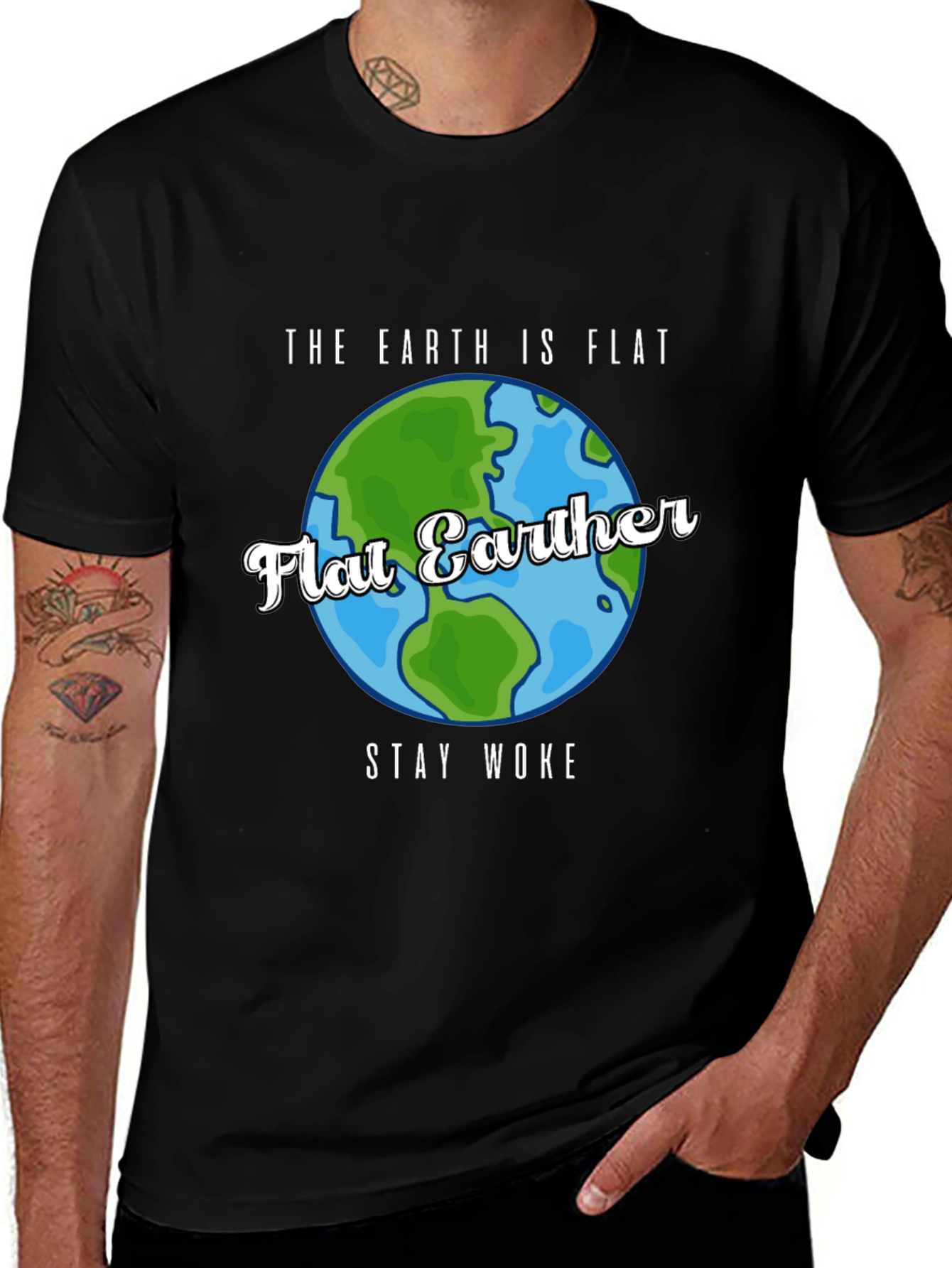 Variant 10 of Flat Earth Believer T-Shirt - Stay Woke