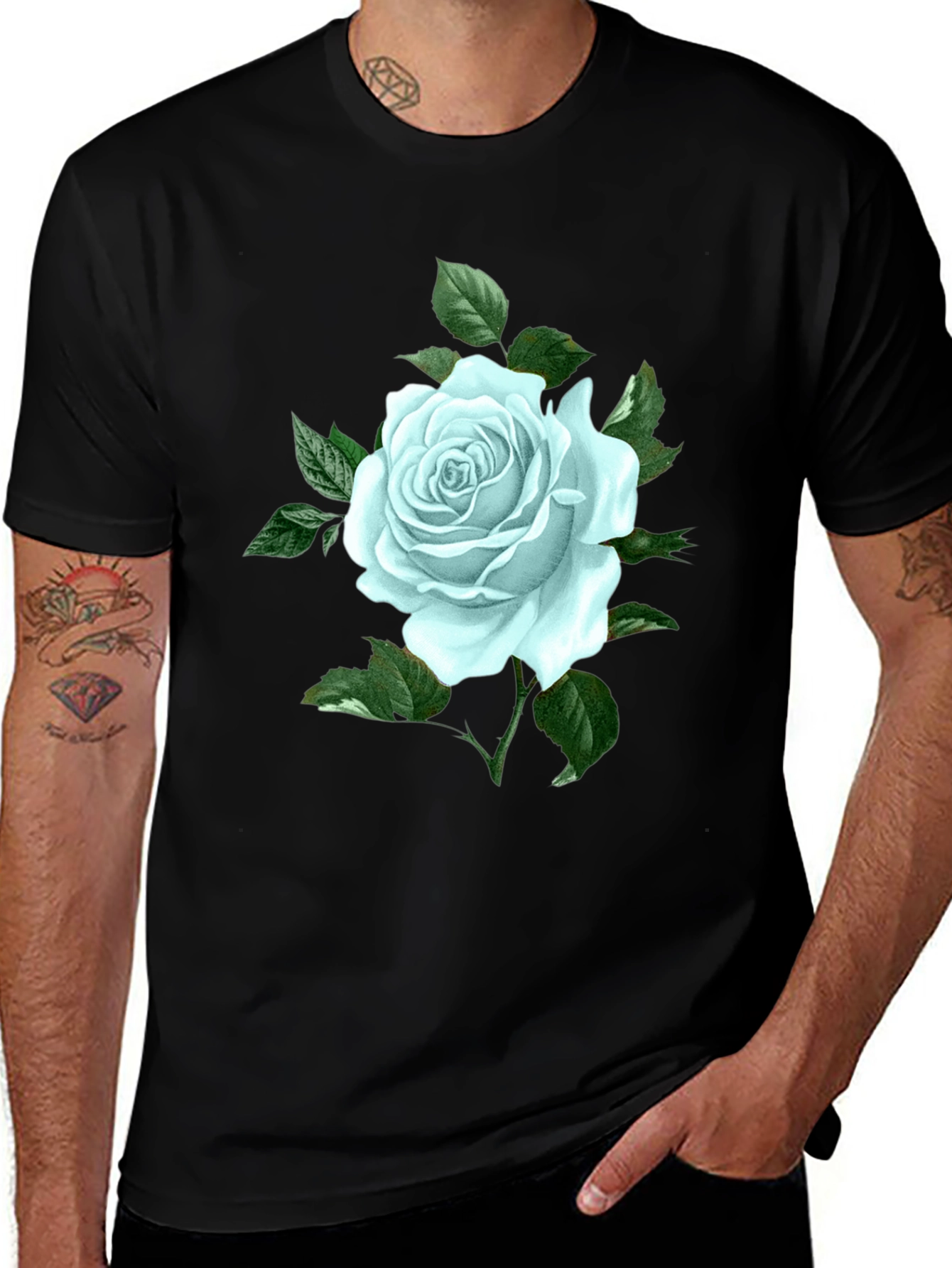 Variant 2 of Rose Graphic Black T-Shirt