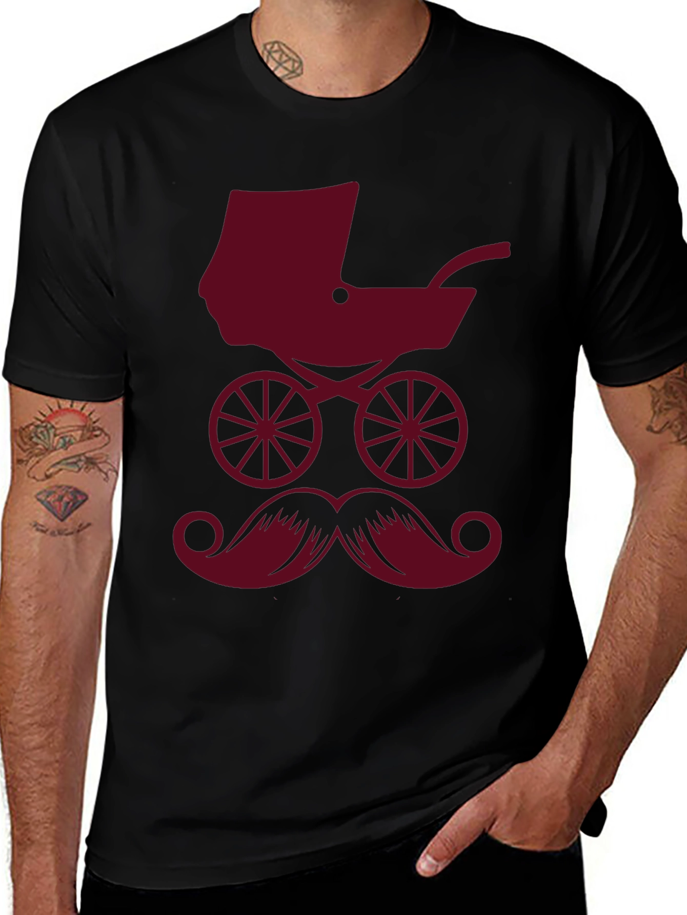 Variant 5 of Mustache Baby Carriage Graphic T-Shirt