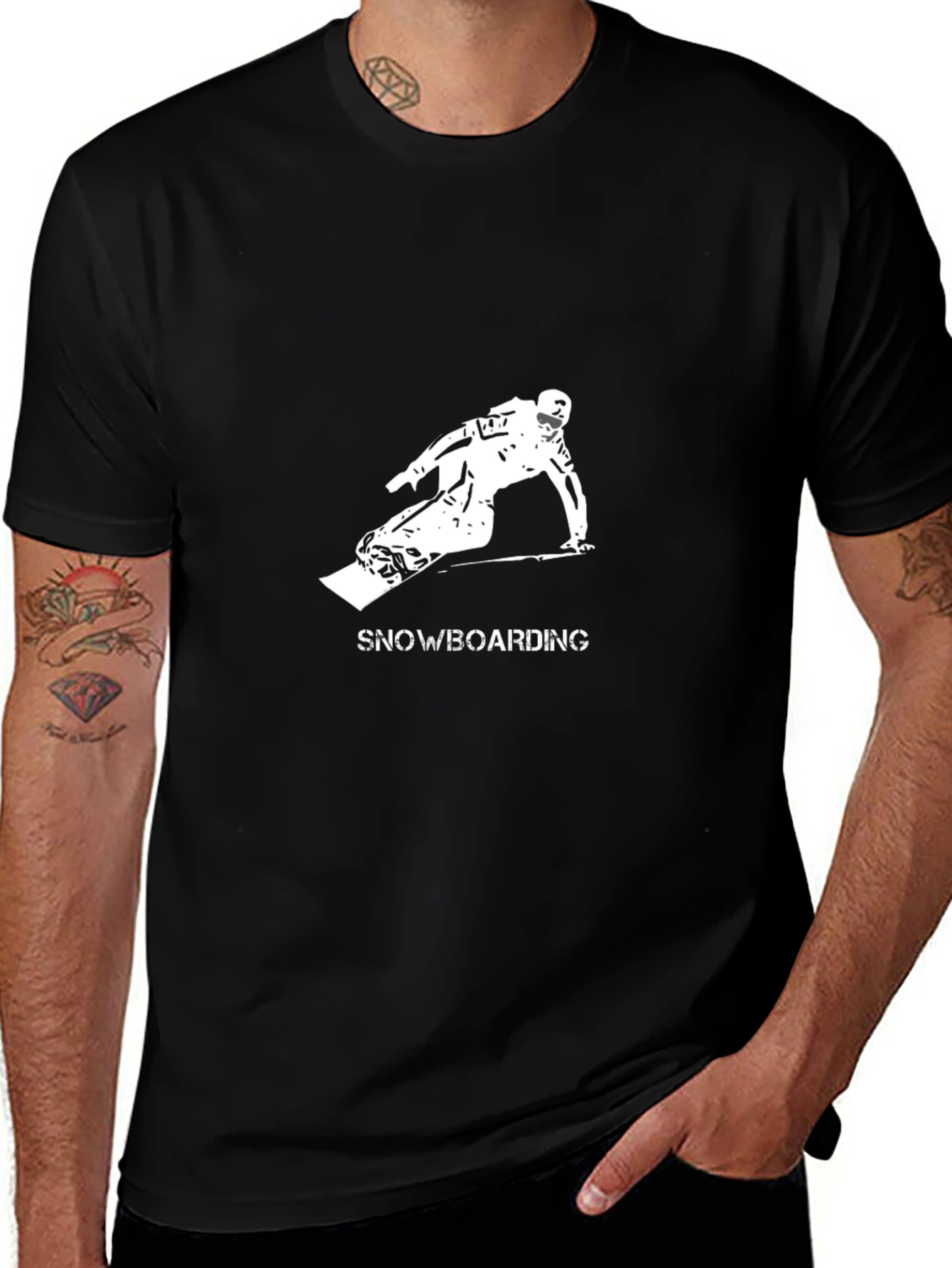 Variant 20 of Snowboarding Graphic Tee - Black Cotton T-Shirt