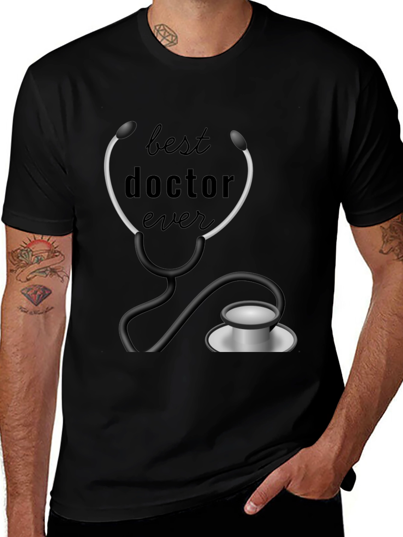 Black Best Doctor Ever Black T-Shirt Graphic Tee main image