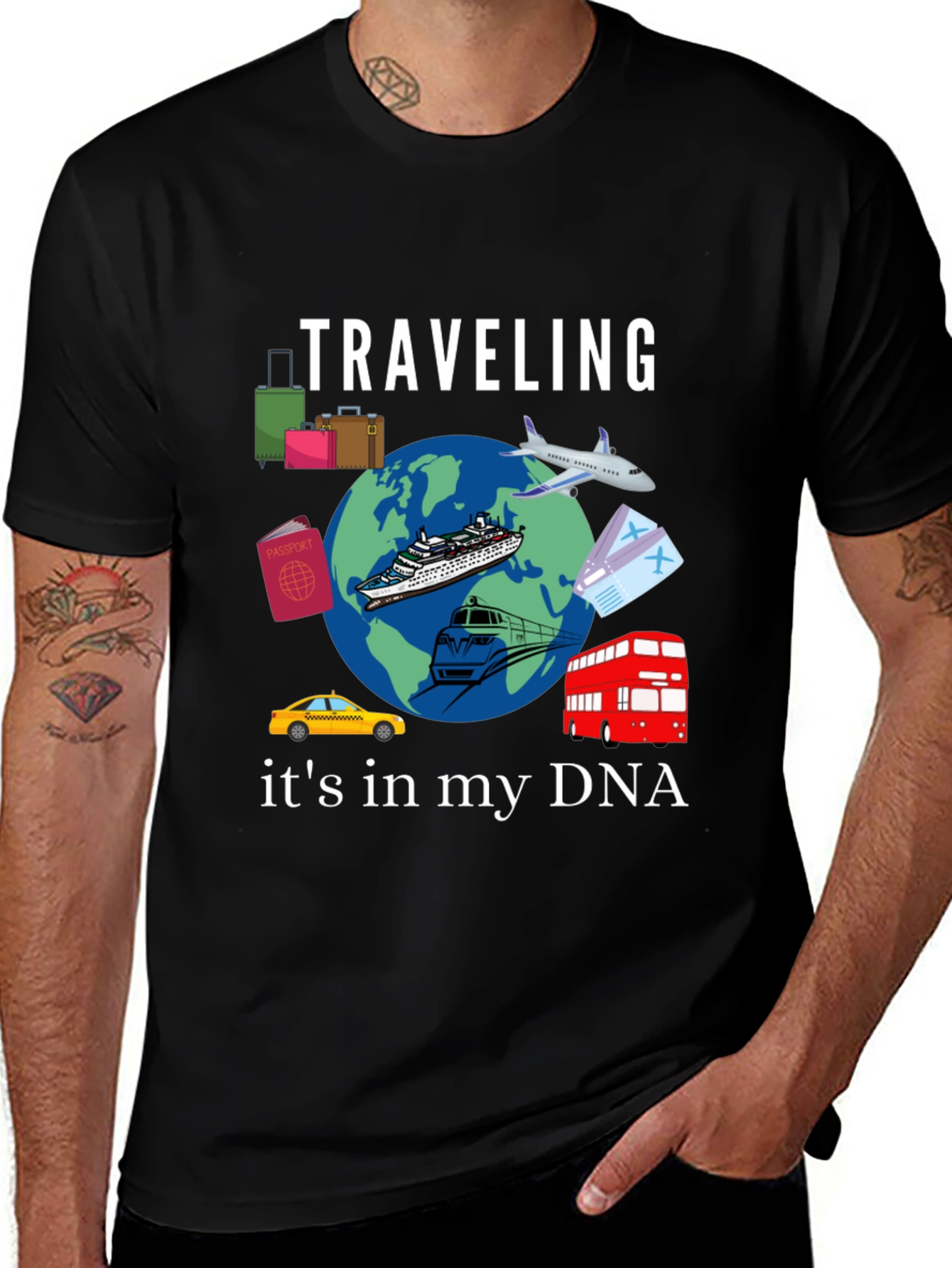 Variant 20 of Traveling is in my DNA - Black T-Shirt