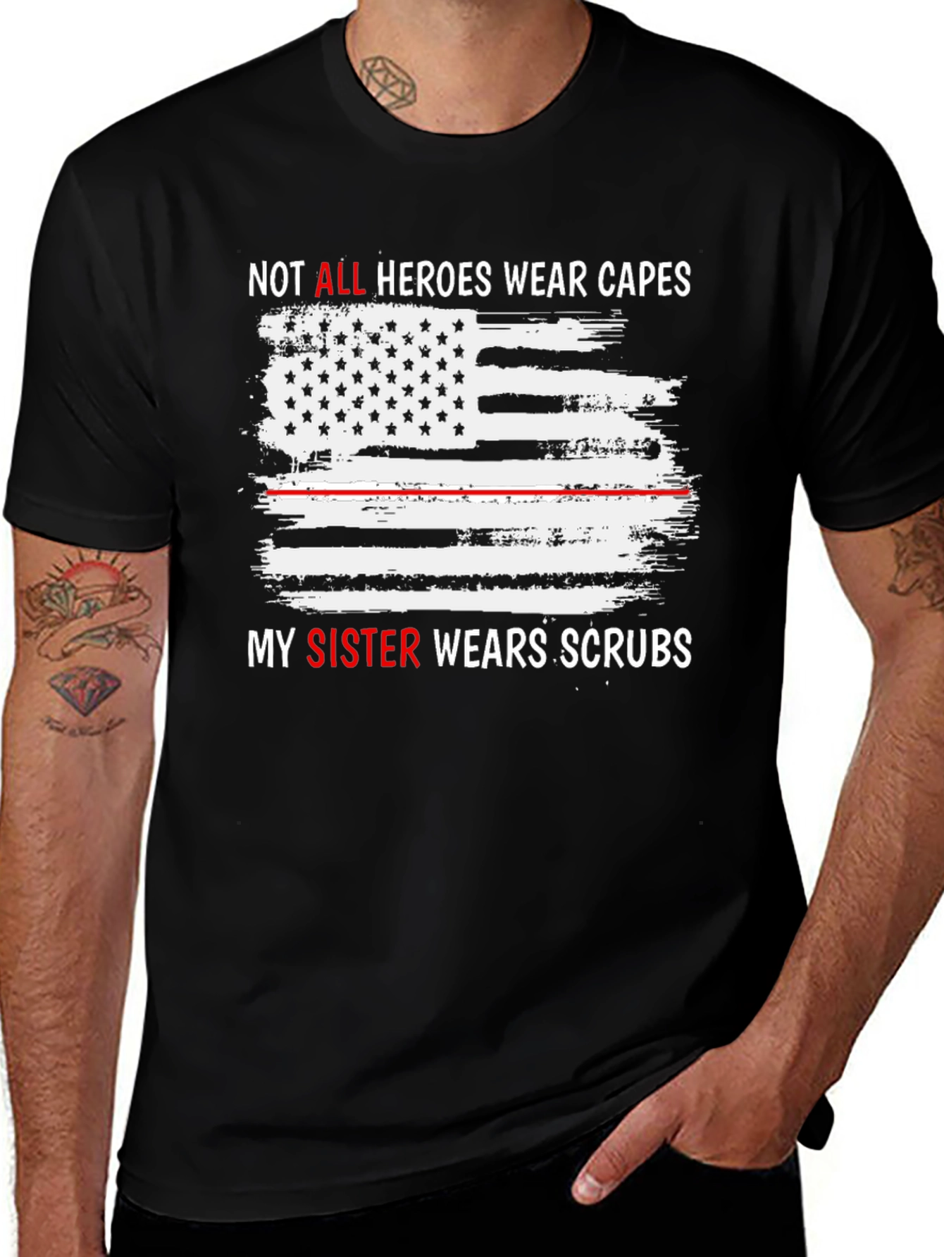 Variant 19 of Sister Hero T-Shirt - All Heroes Wear Scrubs