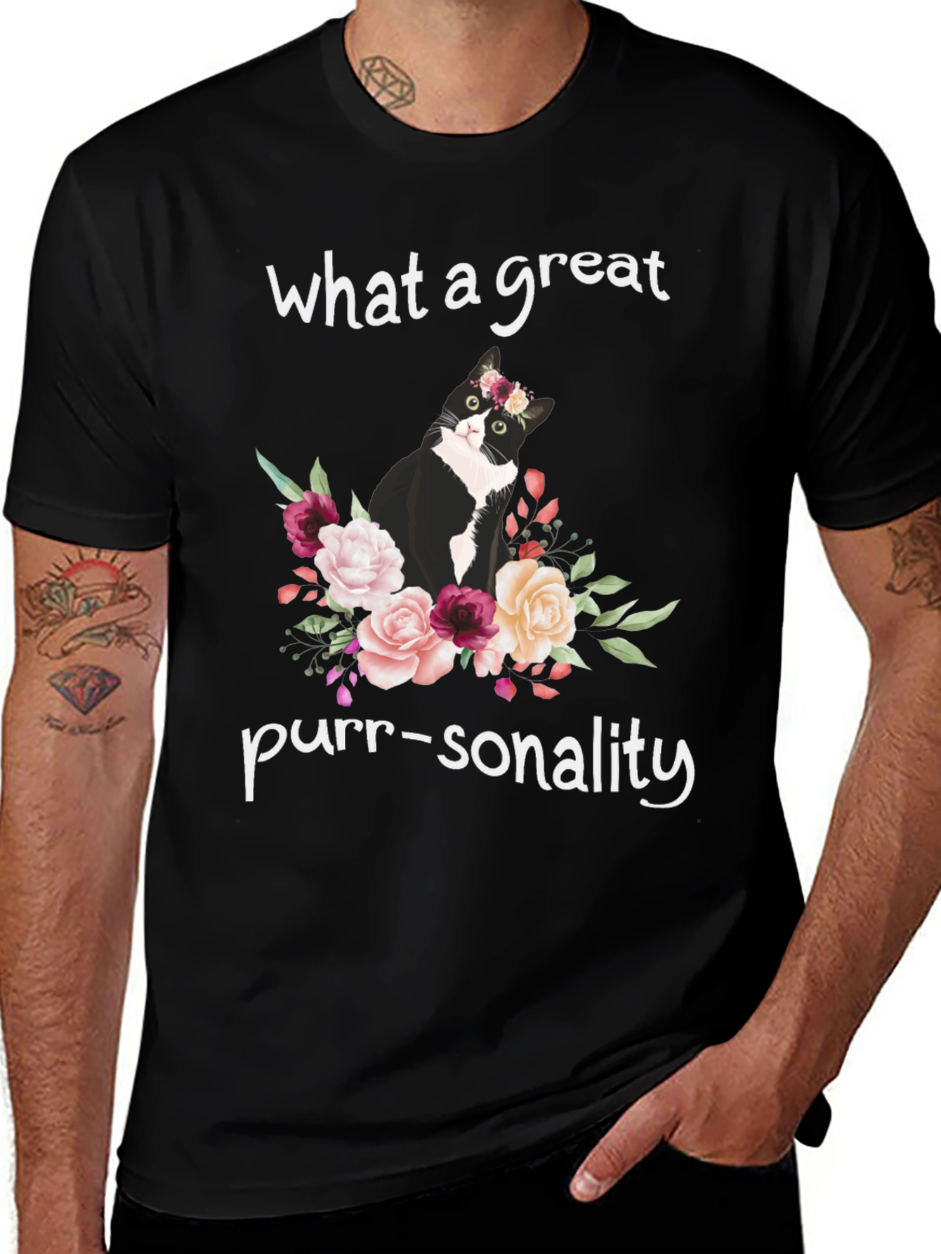Variant 3 of Purr-sonality Cat Floral Graphic Tee