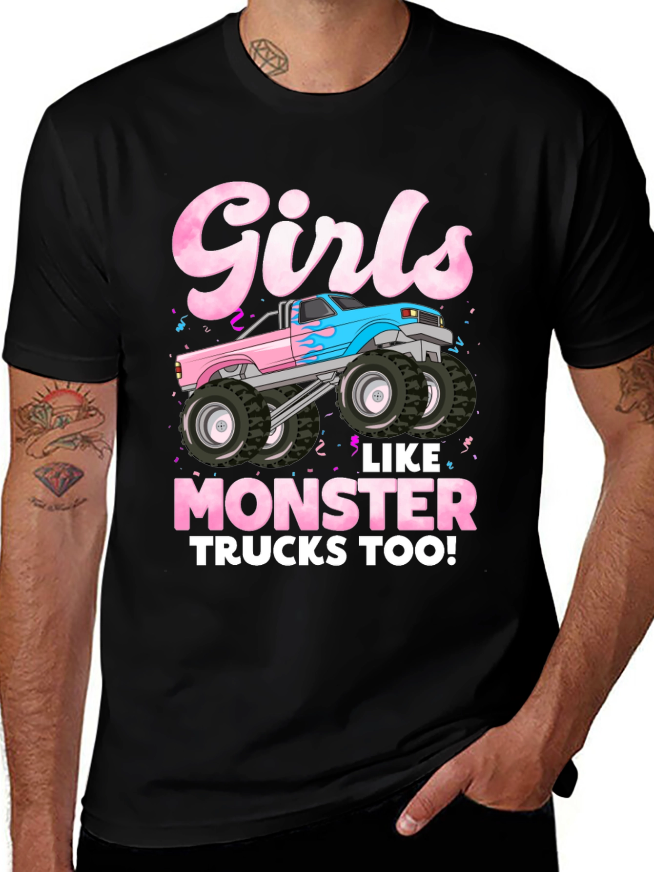 Variant 24 of Girls Like Monster Trucks Too Graphic Tee