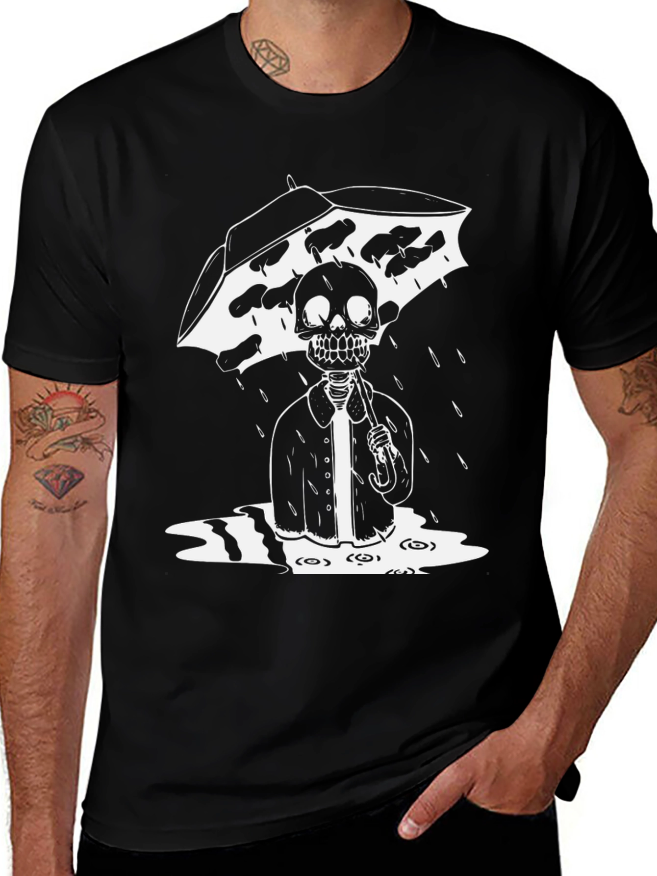 Variant 15 of Skeleton Rain T-Shirt - Gothic Style
