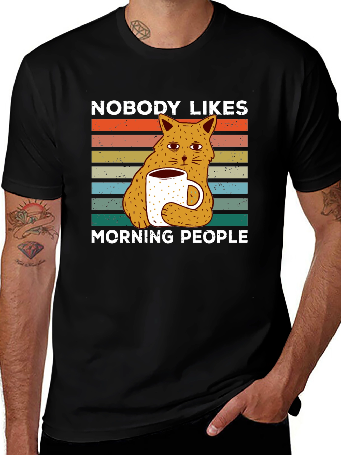 Variant 20 of Nobody Likes Morning People Cat T-Shirt