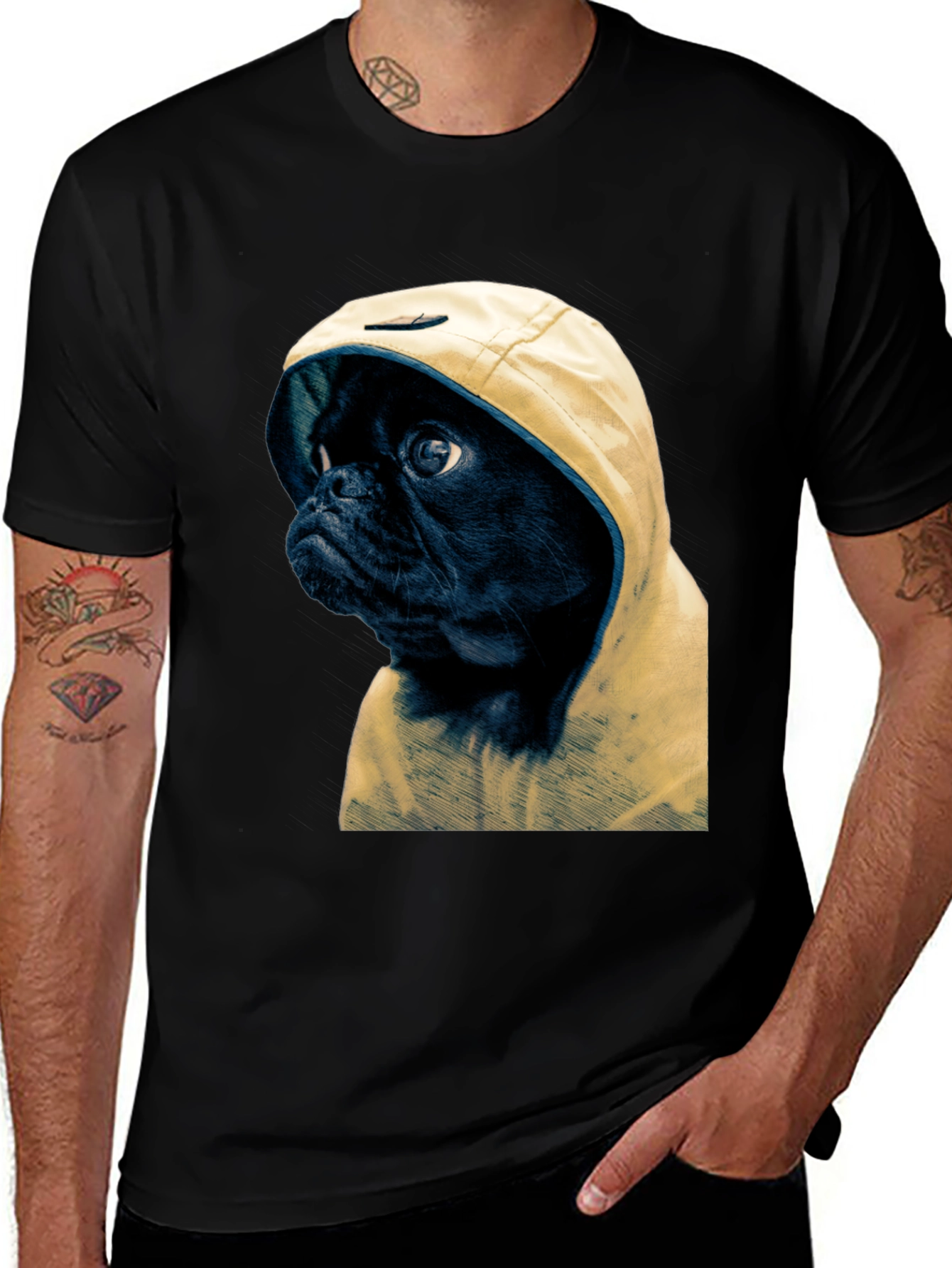 Variant 24 of Pug in Hoodie Graphic Tee - Unique Pet Lover T-Shirt
