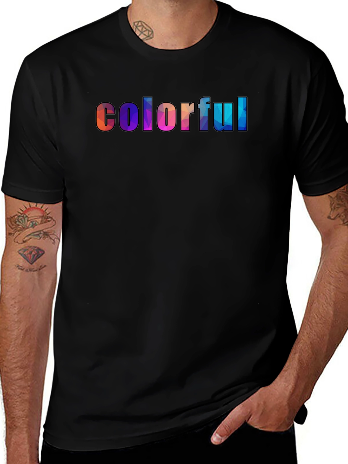 Variant 20 of Colorful Word Art Graphic Tee - Men's Black T-Shirt