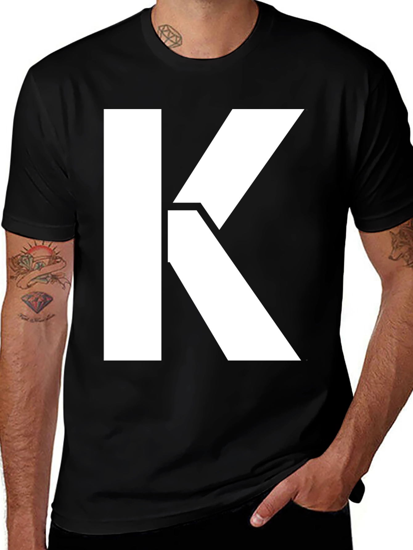 Variant 8 of Bold 'K' Graphic T-Shirt - Classic Black Tee