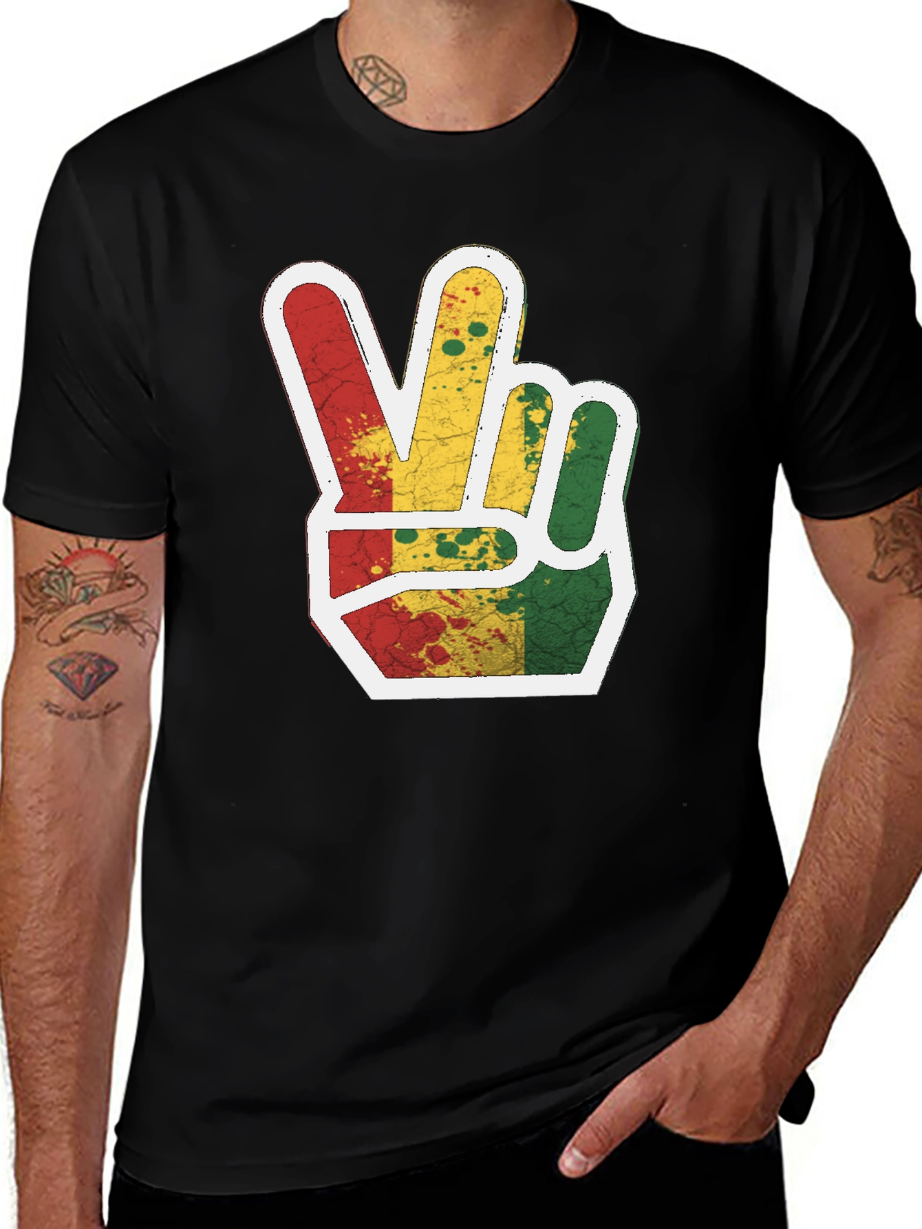 Variant 3 of Rasta Peace Sign Graphic Tee